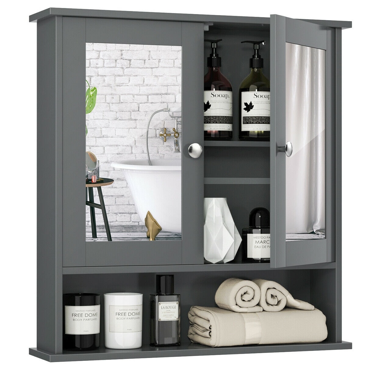 Forclover HYFC-BA396GR Bathroom-Wall-Cabinets - View #11