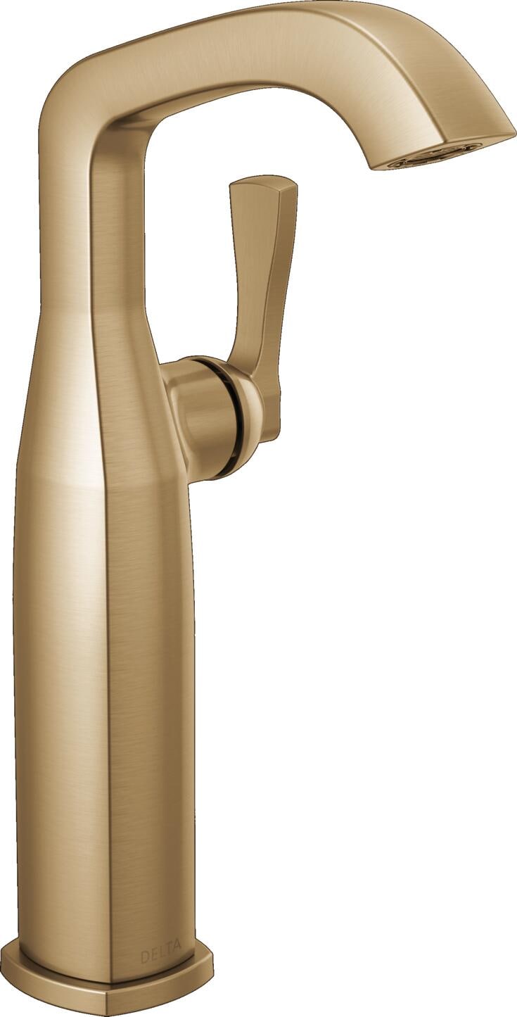 Delta 776-CZ-PR-DST Stryke Lumicoat Champagne Bronze Vessel 1-handle WaterSense Mid-arc Residential Handle Bathroom Sink Faucet