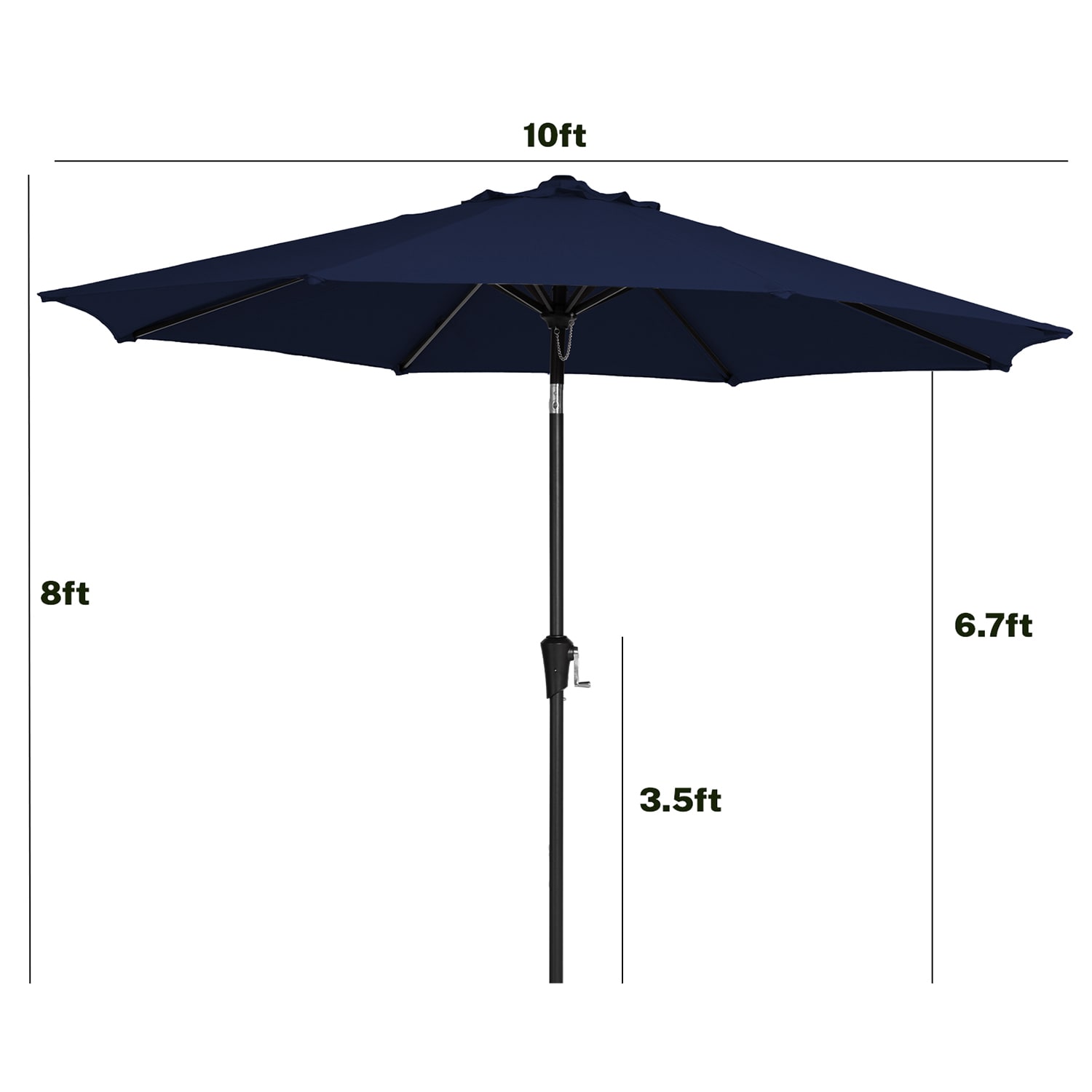 JEAREY 10-ft Navy Blue Push-button Tilt Market Patio Umbrella in the ...