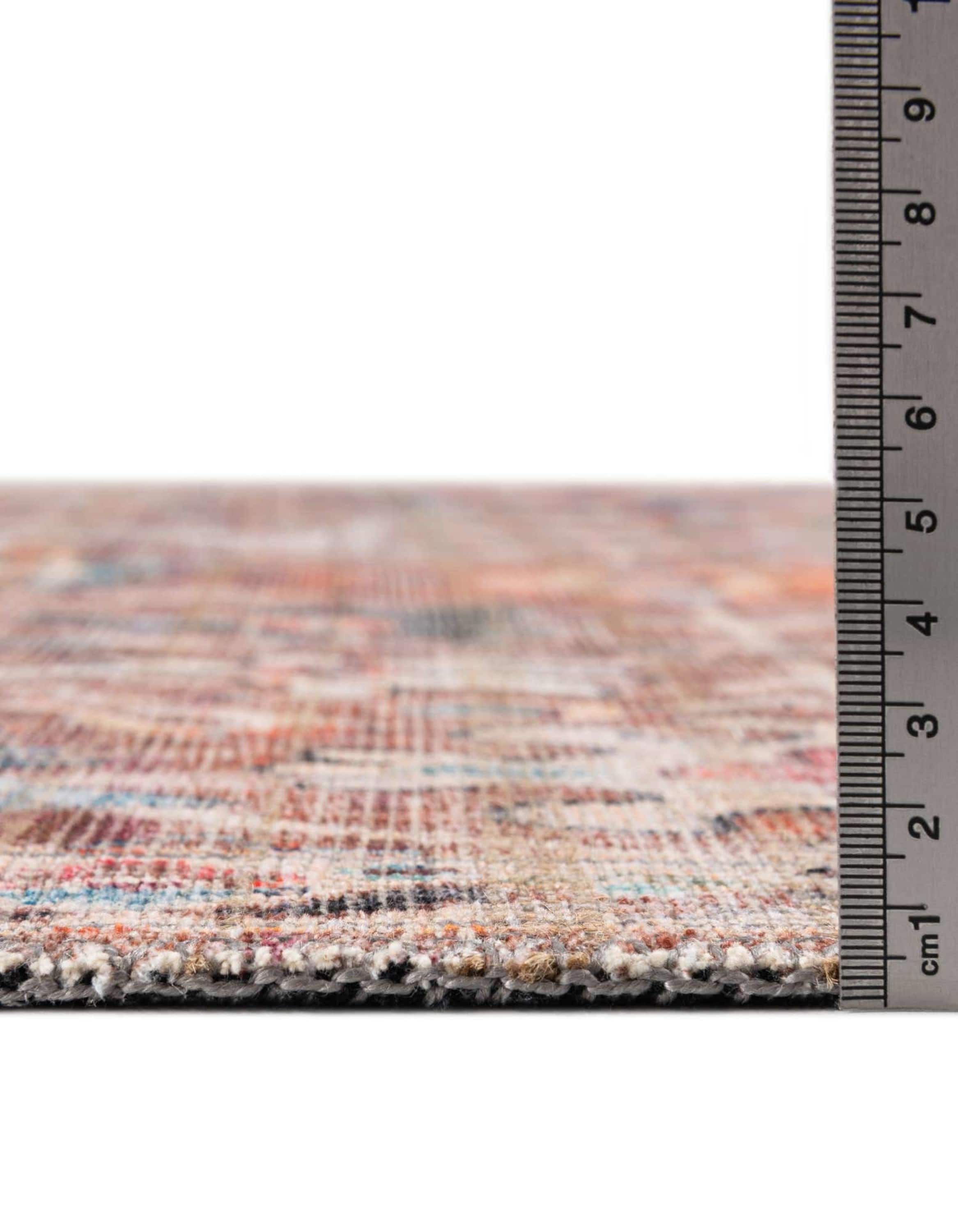 Ivory and Pink Rectangular Washable Flatweave Area Rug 8' x 10'