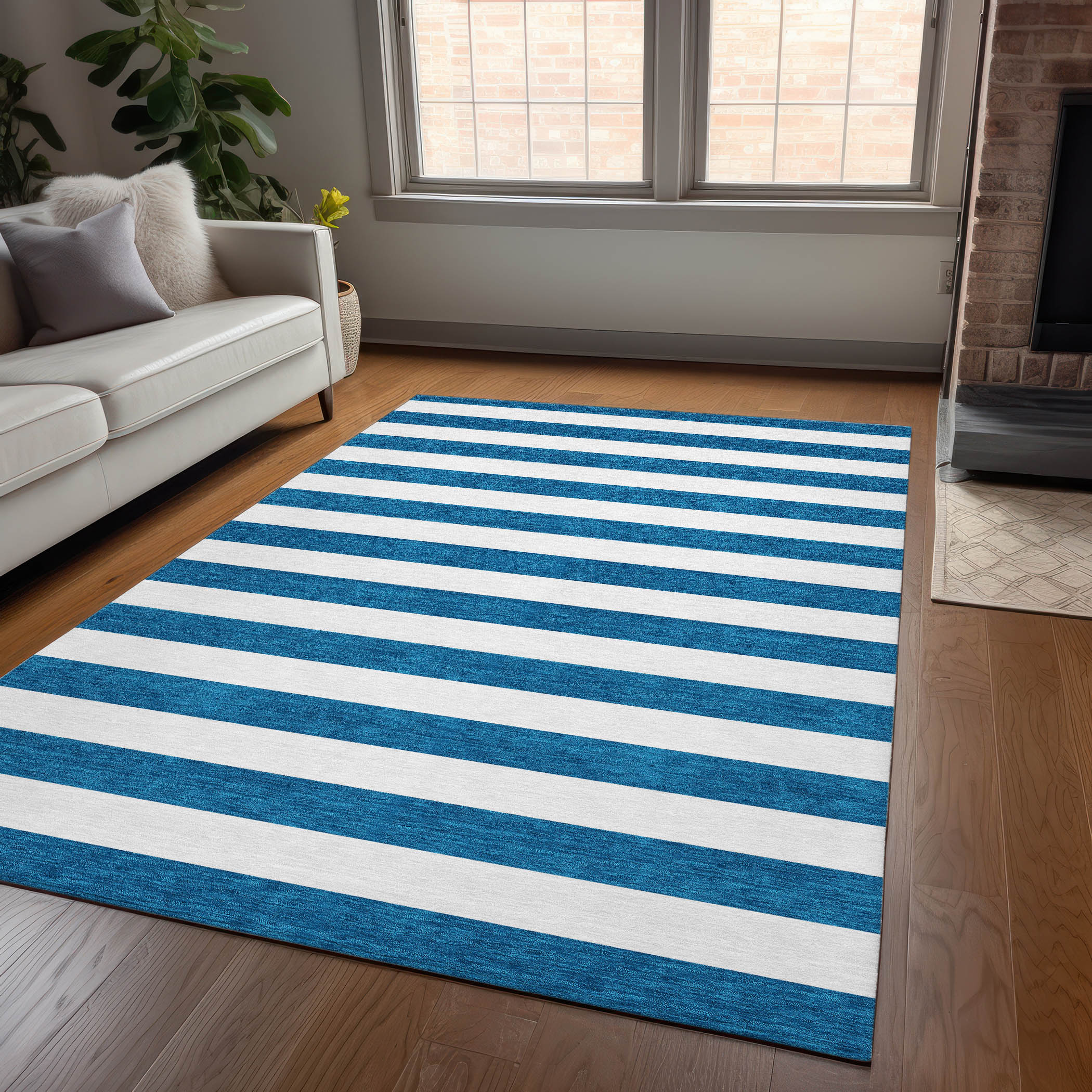 Addison Rugs ACN528NA30X46 Chantille ACN528NA 2 x 3 (ft) Polyester Navy Rectangular Indoor/Outdoor Stripe Machine washable Area rug