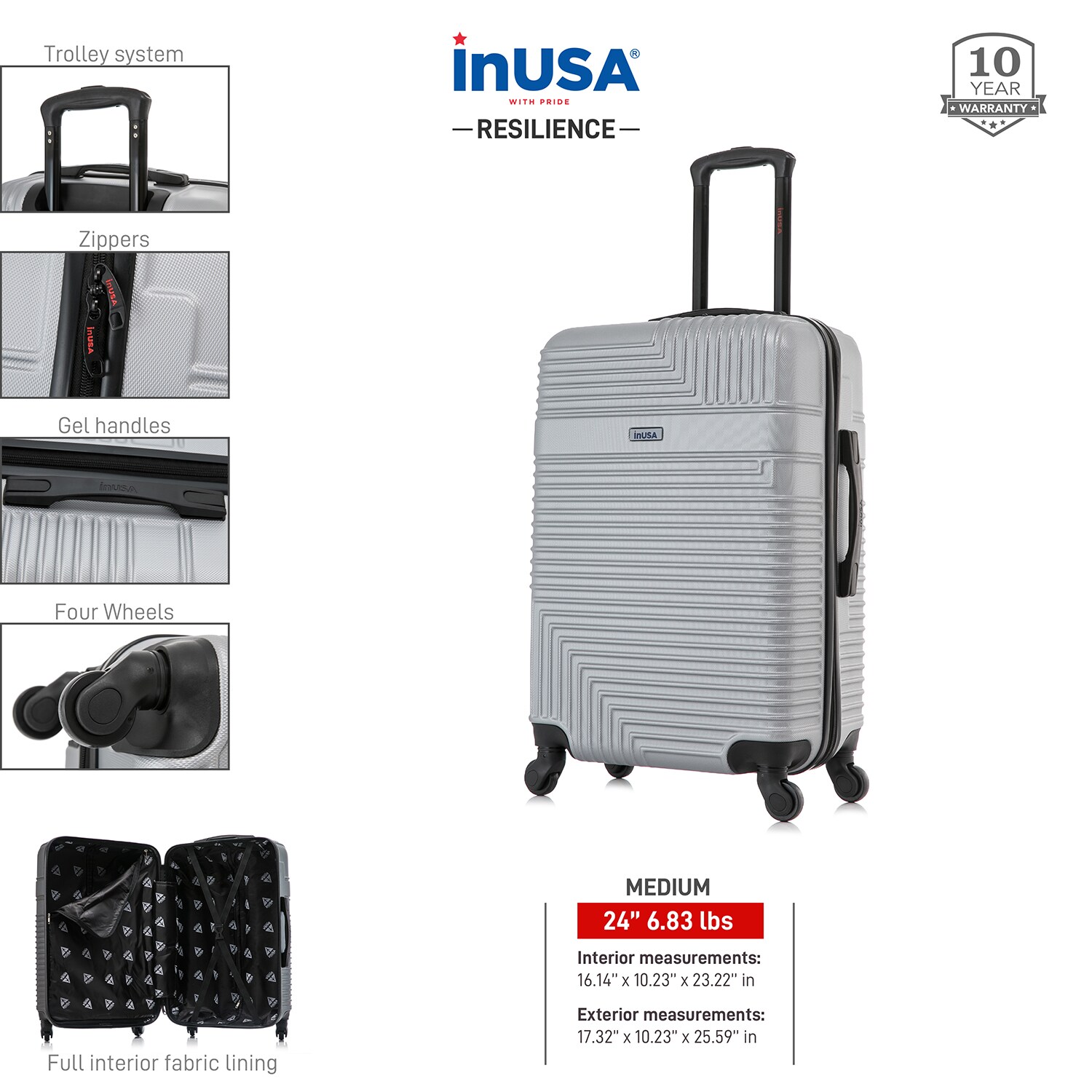 InUSA IURES00M-SIL Luggage-And-Luggage-Sets - View #3
