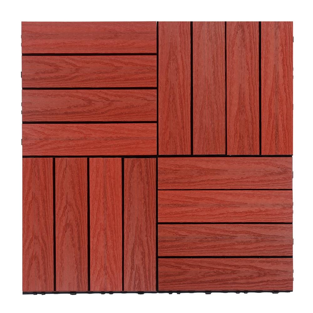 NewTechWood 12-in x 12-in 10 -Pack Swedish Red Prefinished