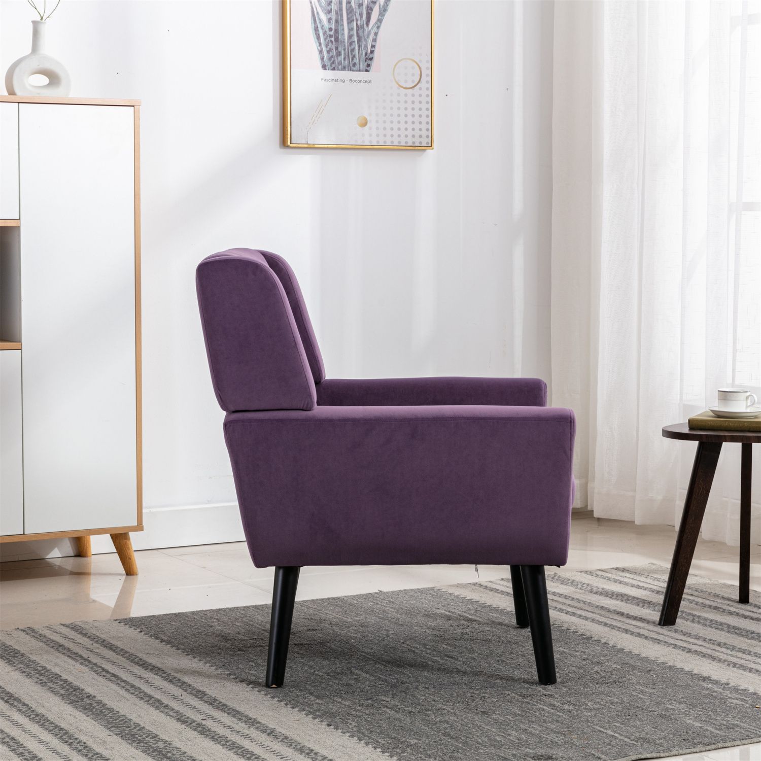 Purple velvet bedroom online chair