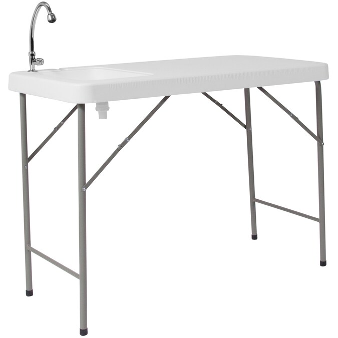 Folding Utility Table, Lifetime 4 Foot Portable Outdoor Table With Sink