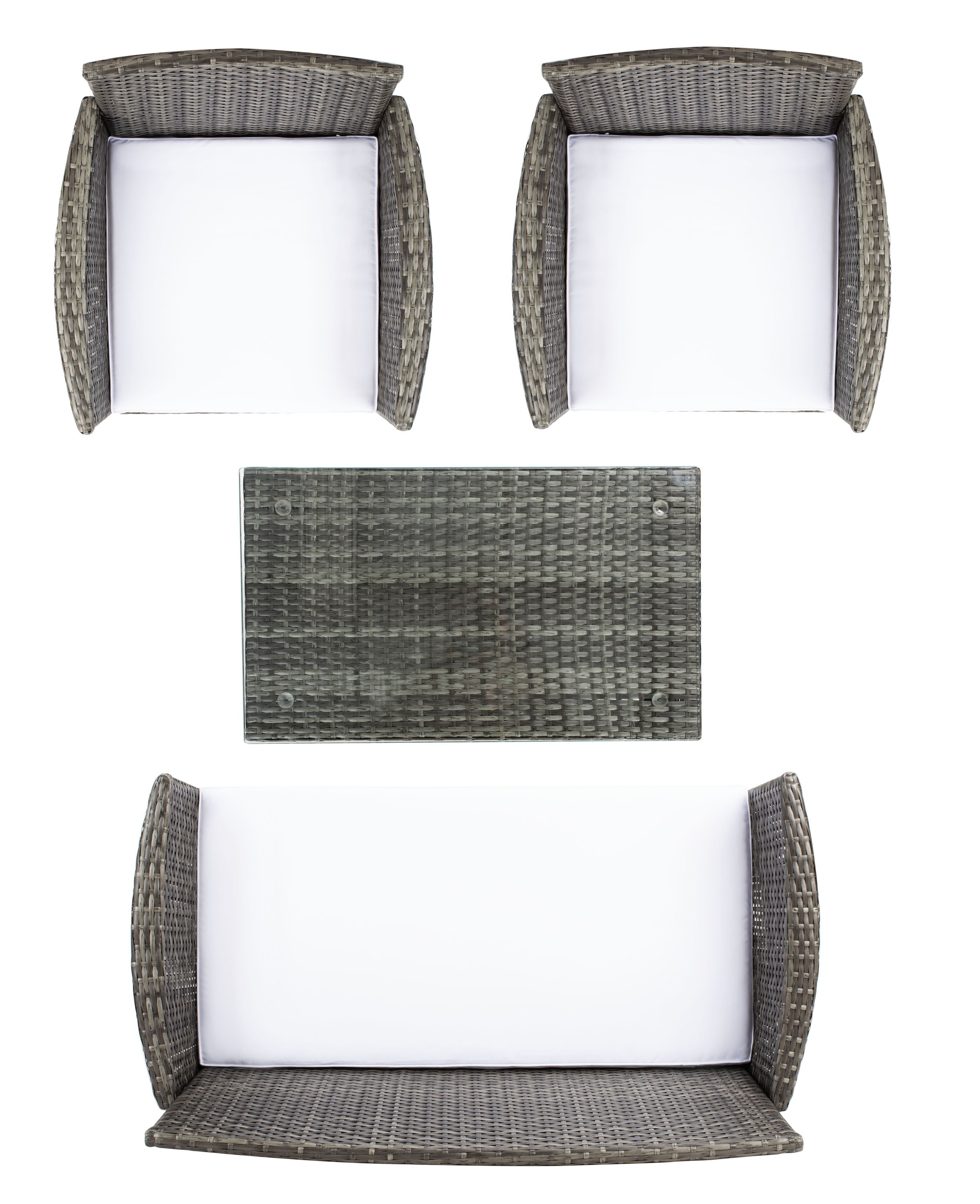 Bandele 4 Piece Grey Wicker Patio Set with Cushions