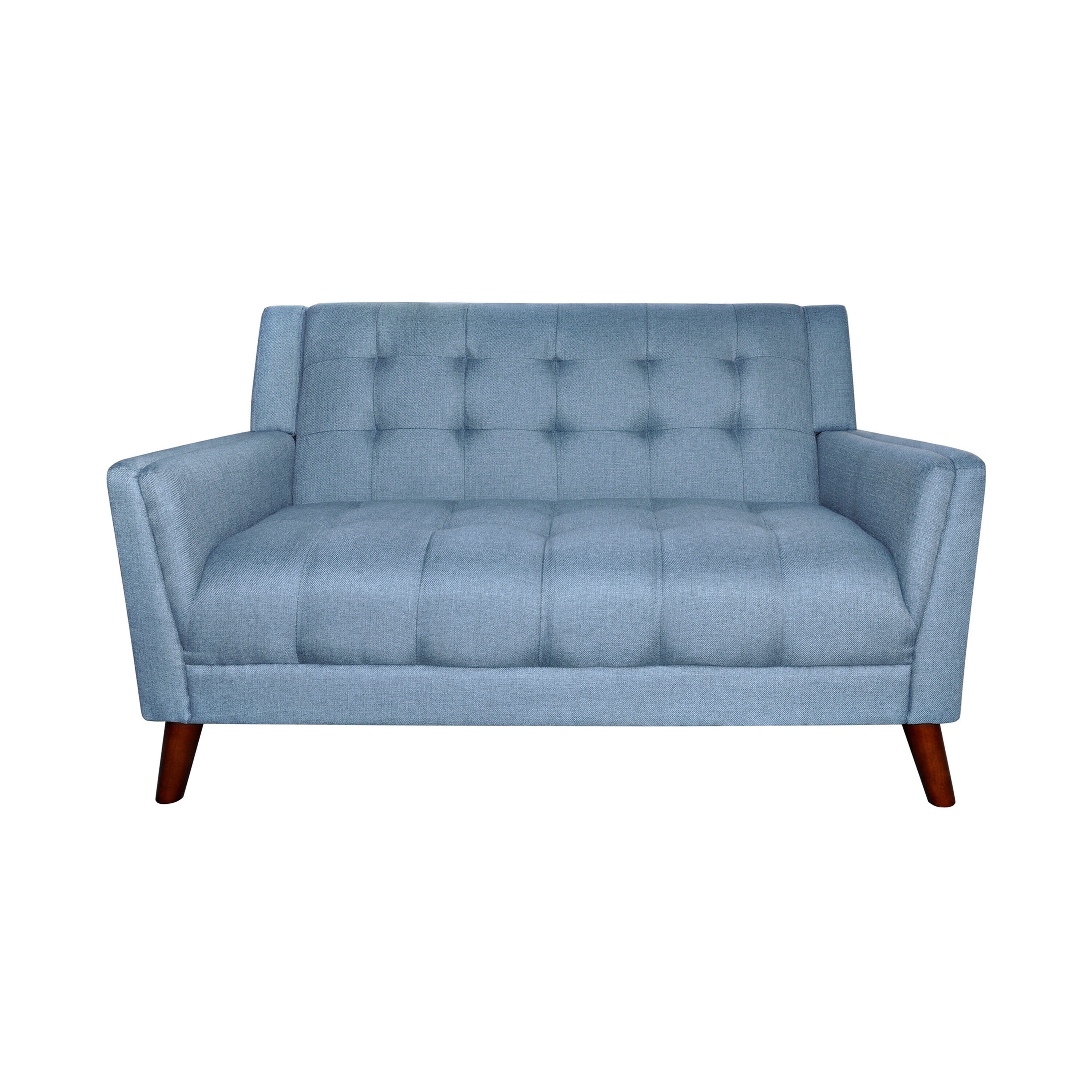Alisa Blue Tufted Fabric Mid-Century Modern Loveseat