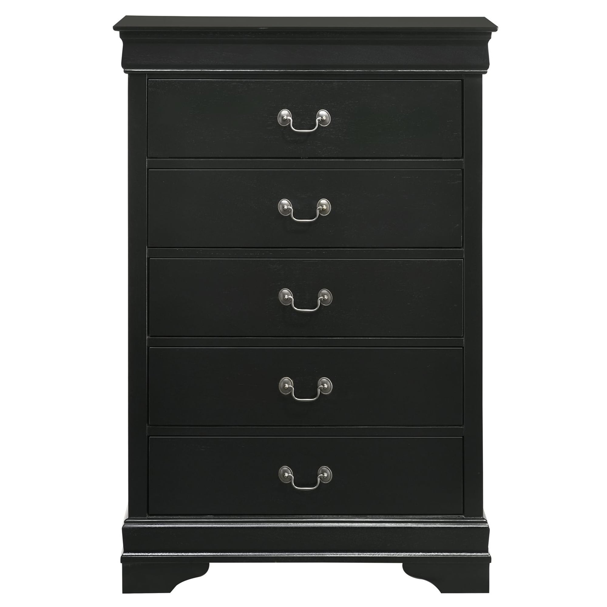 Ellington 5-Drawer Wood Chest with Antique Metal Pulls, Black | - Picket House Furnishings B.11458.CH