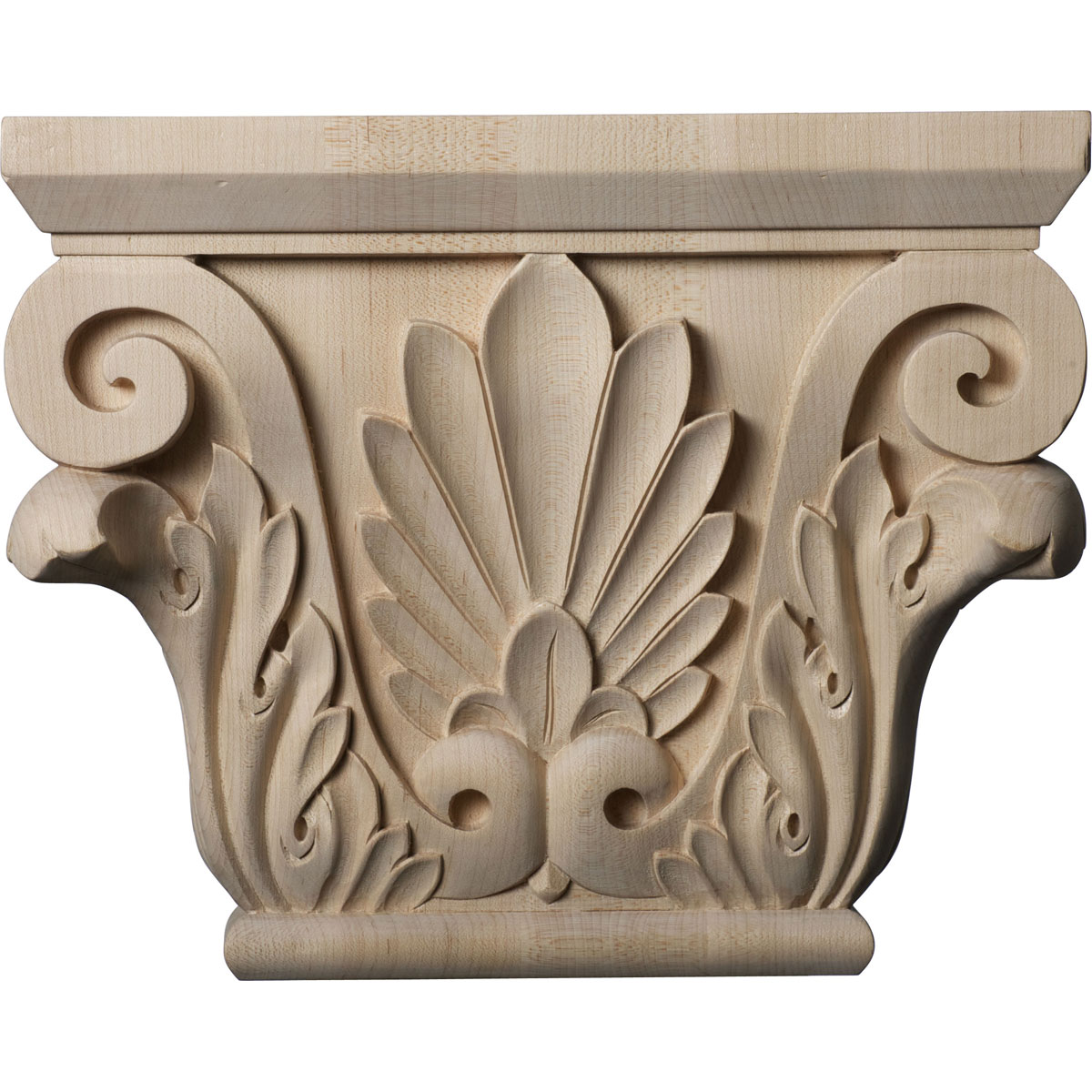 Ekena Millwork CAP11X03X08CHMA Chesterfield 11-in x 8-in Maple UnfinishedCapital Entry Door Casing Accent