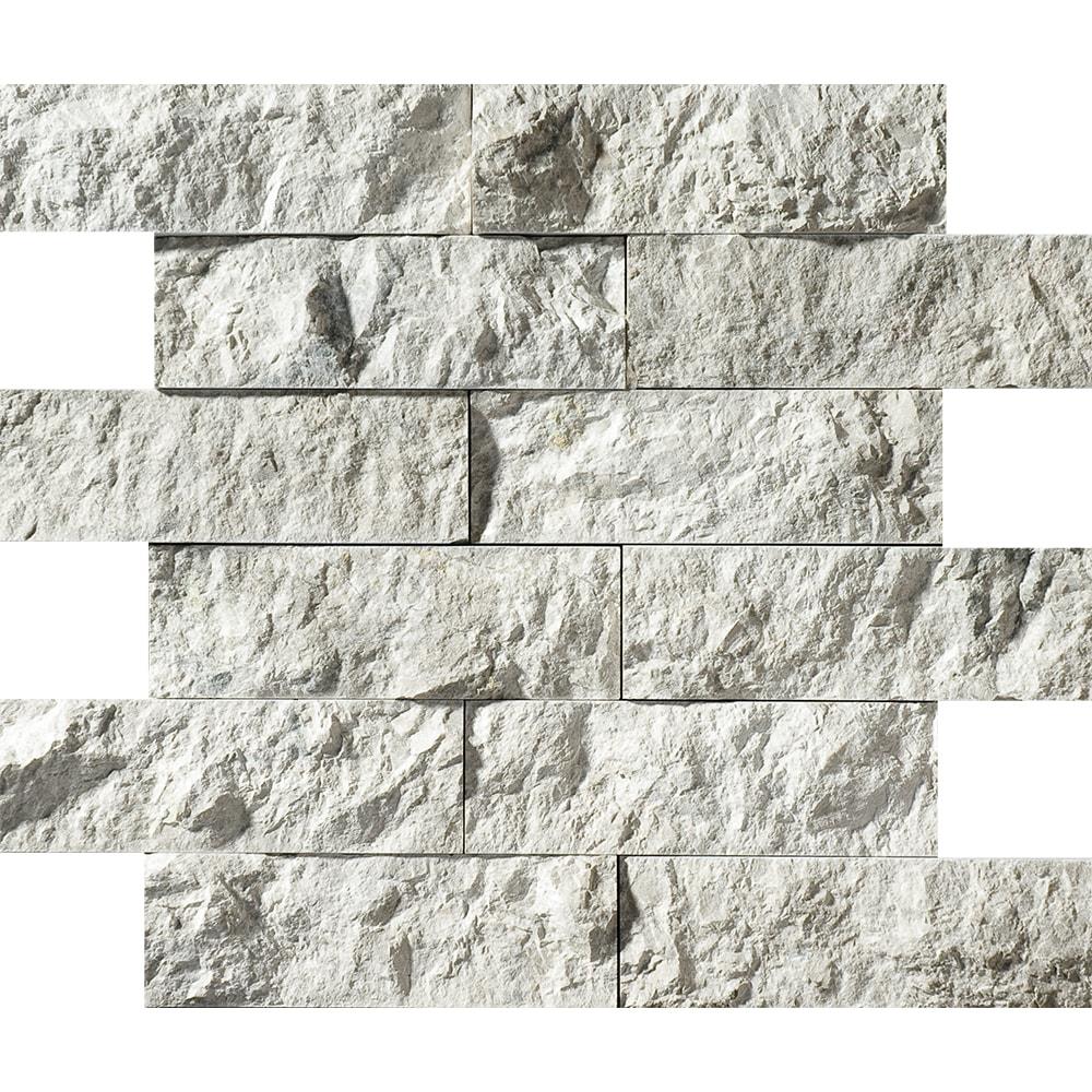Marble Systems 100820-S Silver Shadow 12-in x 14-in Brushed Scale Patterned Floor and Wall Tile Sample