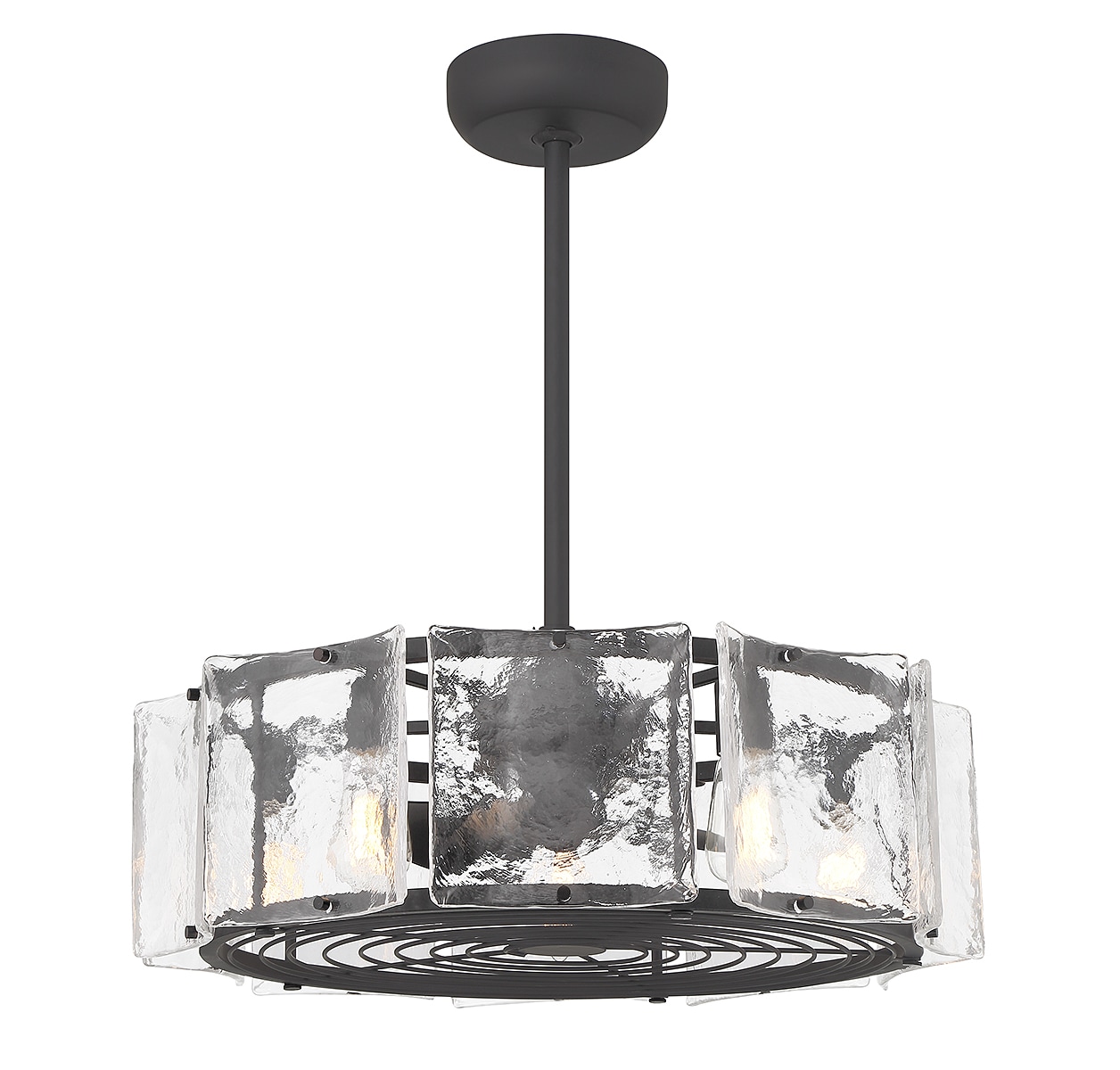 Matte Black 27" LED Chandelier Fan with Clear Glass