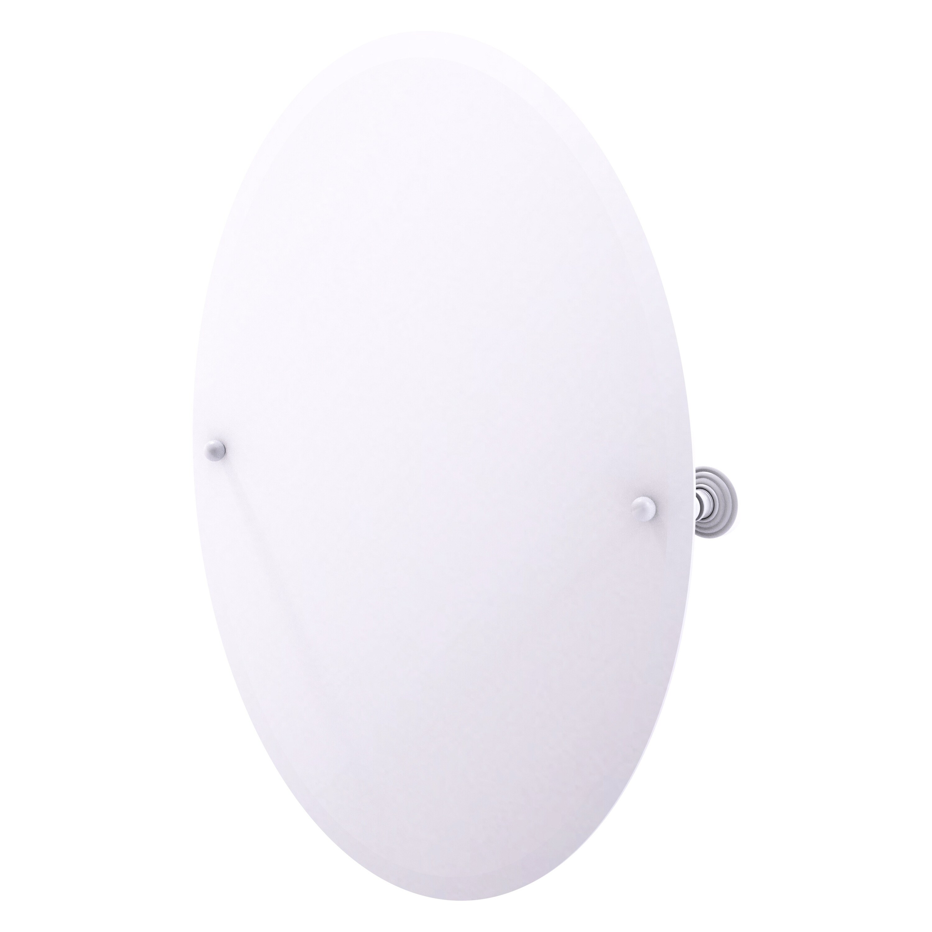 Allied Brass WP-91-WHM Waverly Place 21-Inches x 28-Inches Beveled Frameless Oval Tilting Bathroom Vanity Mirror ( Matte White )