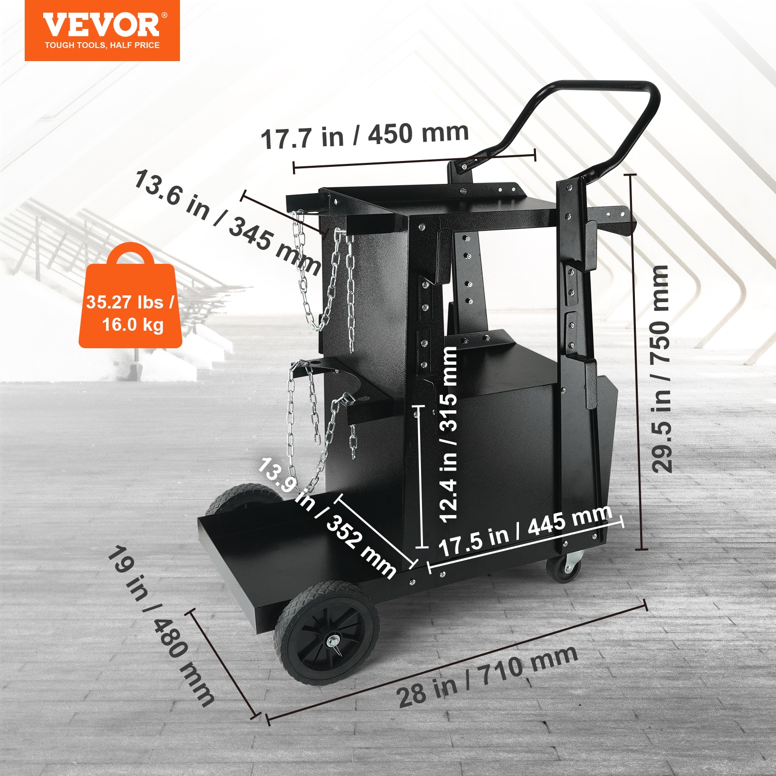 VEVOR 2-Tier Welding Cart with Lockable Cabinet, 265 LBS Static Weight  Capacity, Black in the Welding & Cutting Accessories department at