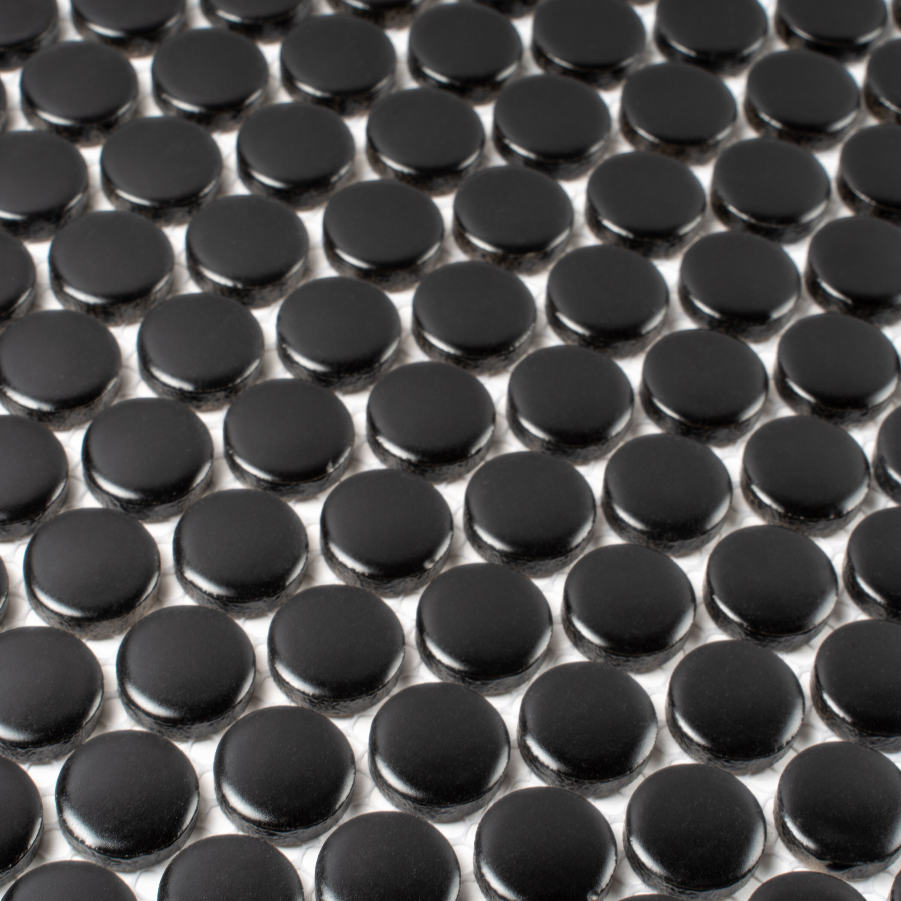 Cirkel 11.46'' x 12.4'' Glossy Black Porcelain Penny Tile Mosaic
