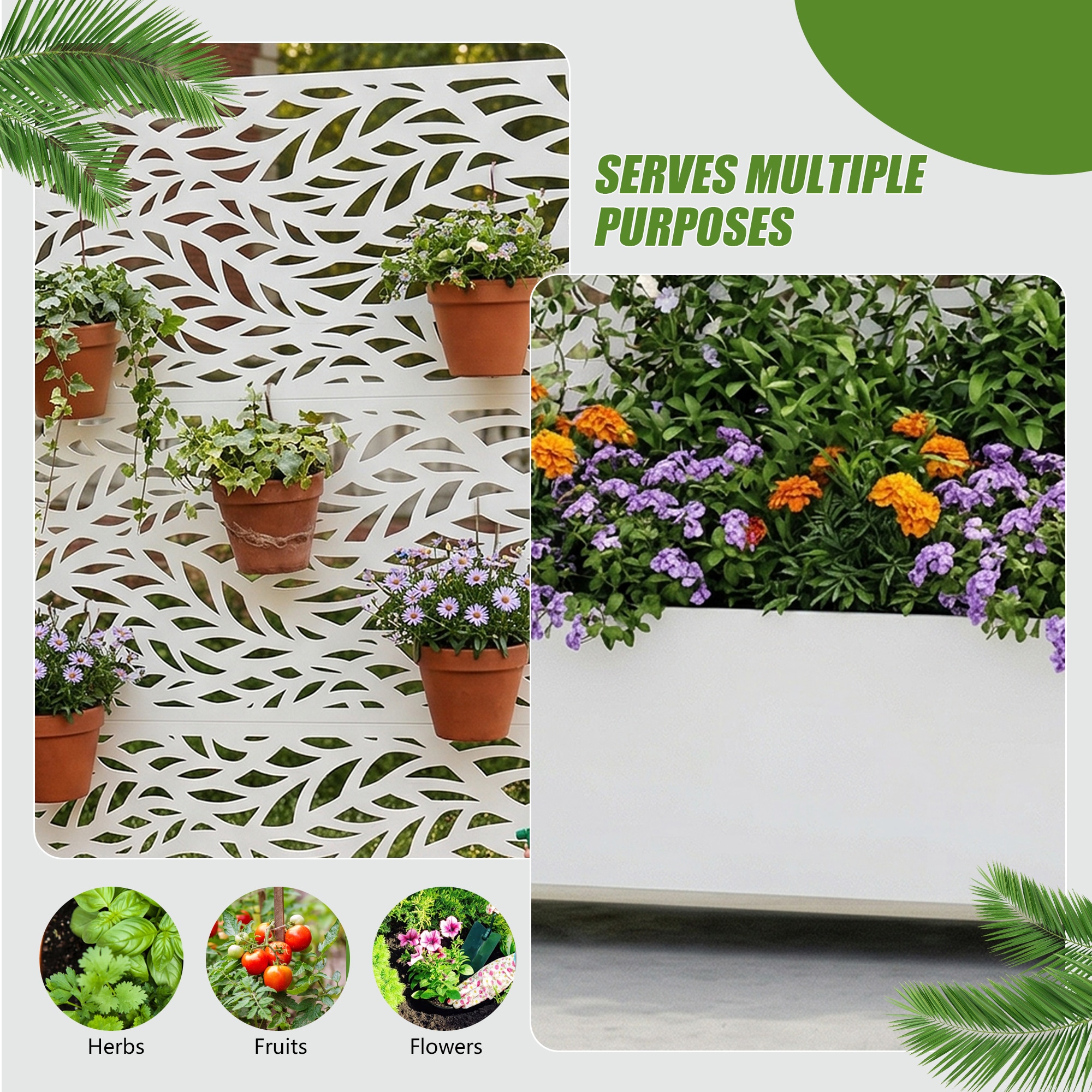 PexFix 72-in H x 47-in W White Metal Rectangular Planter Box with