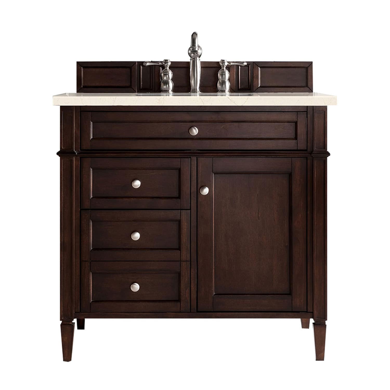 James Martin Vanities 650-V36-BNM-3EMR Brittany 36-in Burnished Mahogany Undermount Single sink Bathroom Vanity with Eternal Marfil Quartz Top