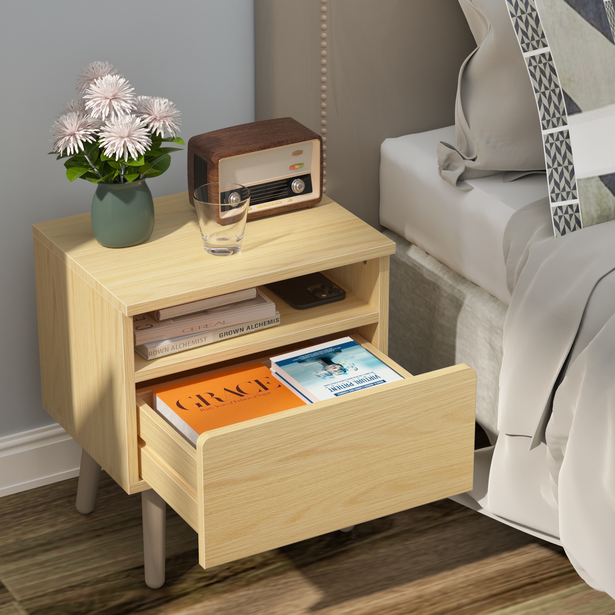 Poly furniture IF-NS01WD-2 Brown Nightstand