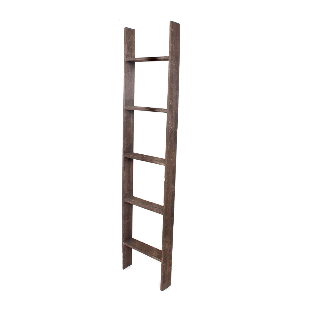 Brown Wood 5-Shelf Ladder Bookcase (15-in W x 57-in H x 5-in D) | - HomeRoots 4000380323