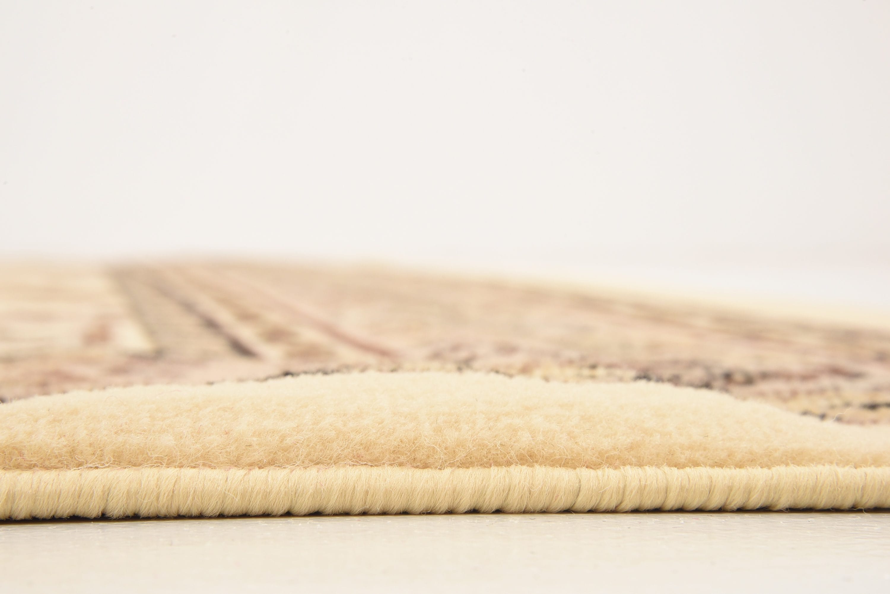 Ivory and Tan Easy-Care Synthetic Square Area Rug