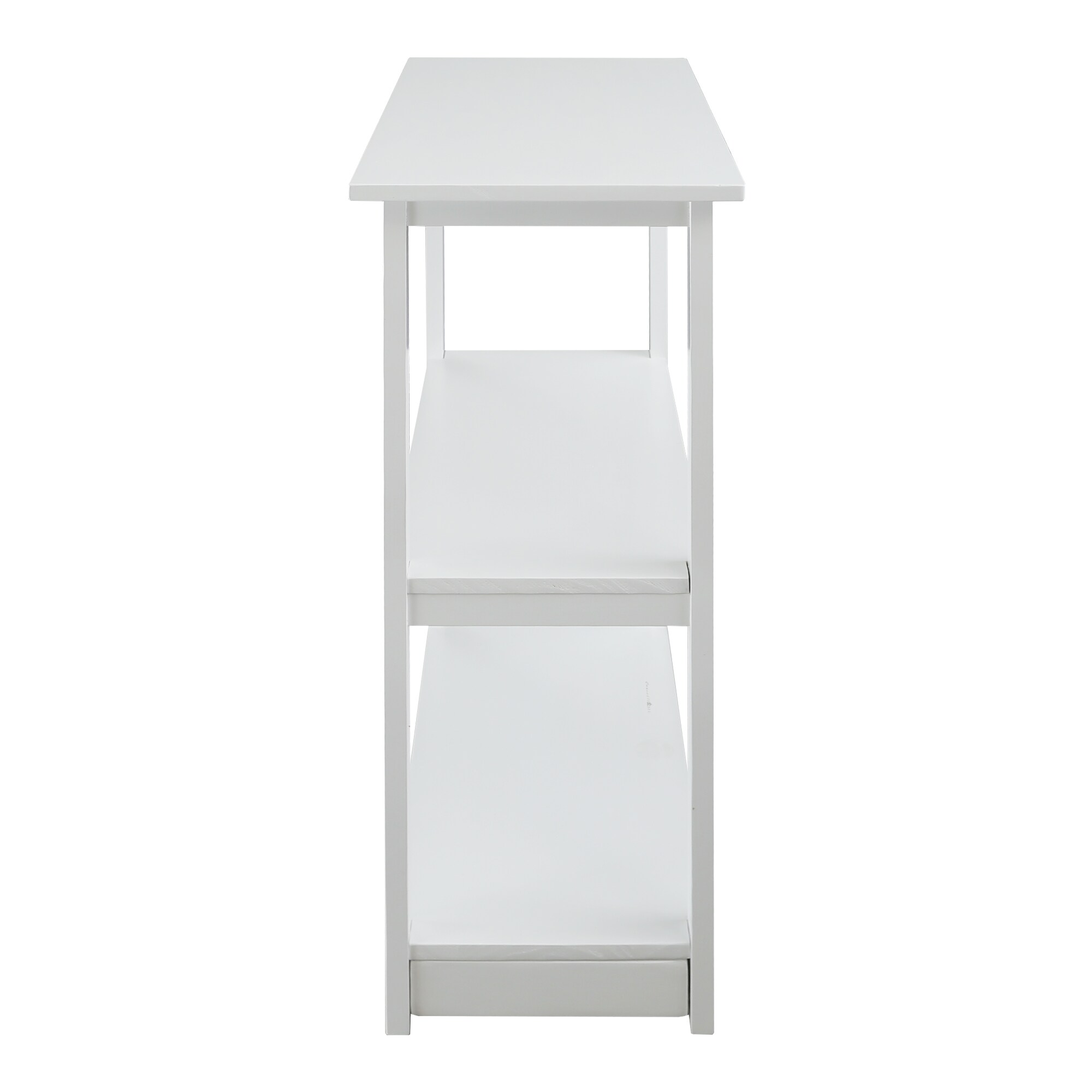 Adams White Solid Pine 3-Shelf Bookcase with Concealed Drawer