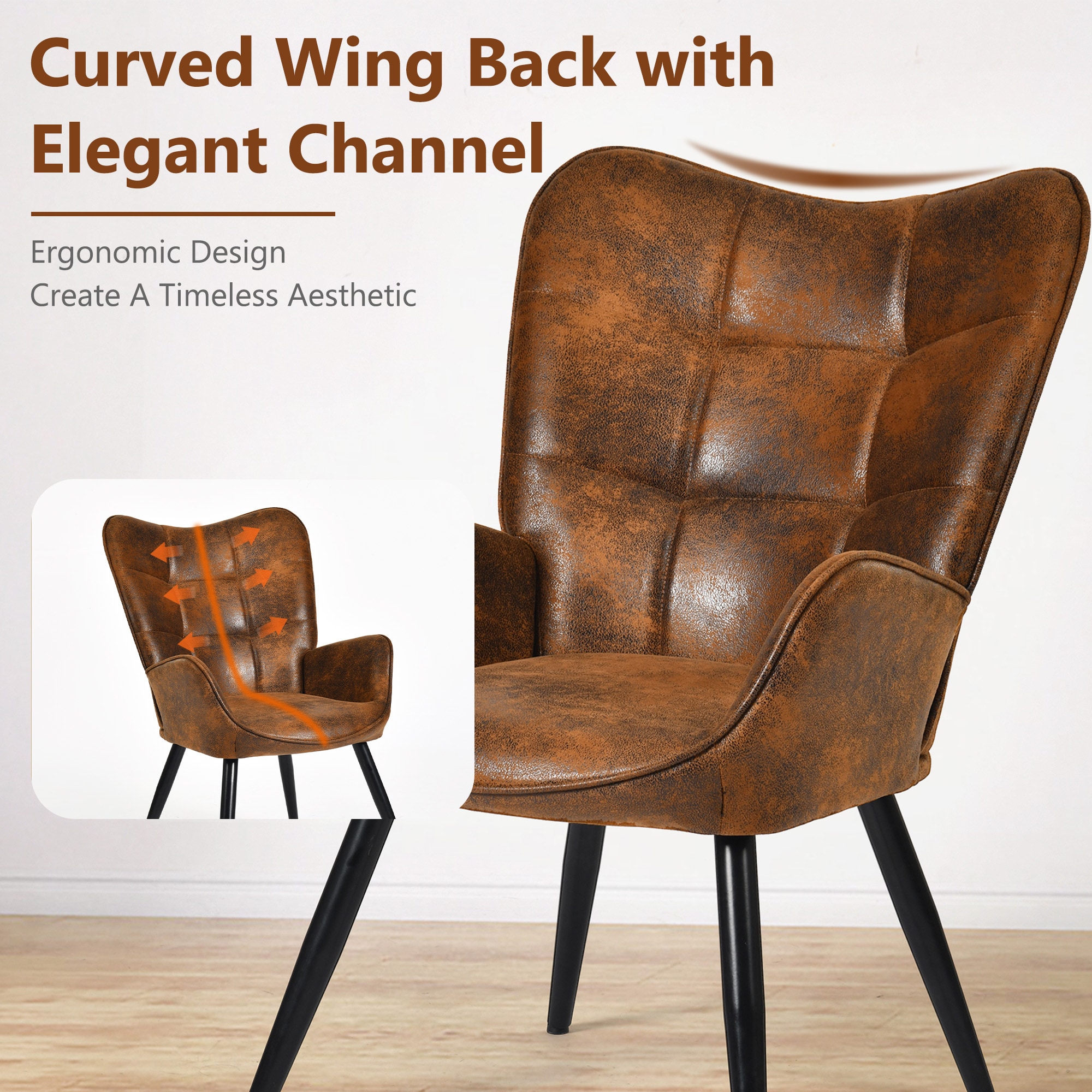 Homy Casa KYIWQ WALNUT 2 Dining-Chairs - View #5