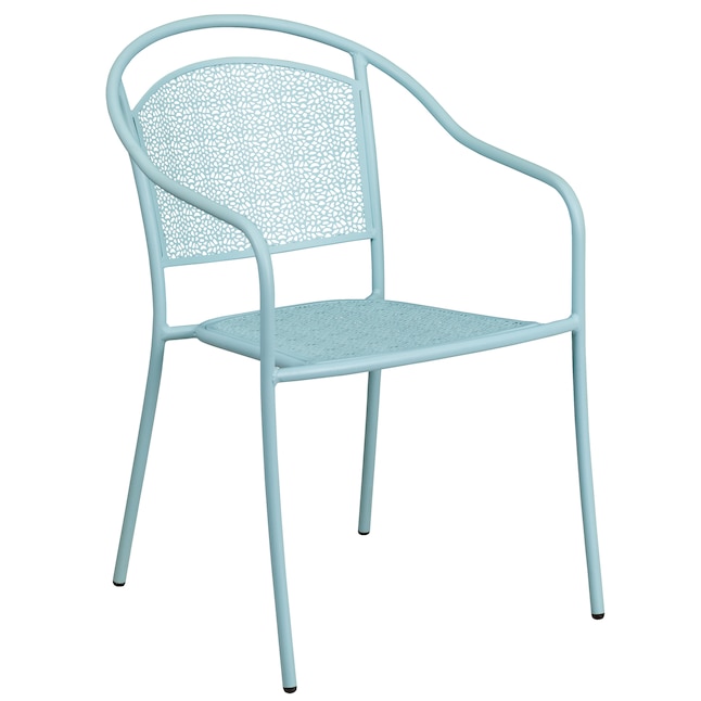 Indoor Outdoor Steel Patio Arm Chair, Outdoor Metal Dining Chairs With Arms