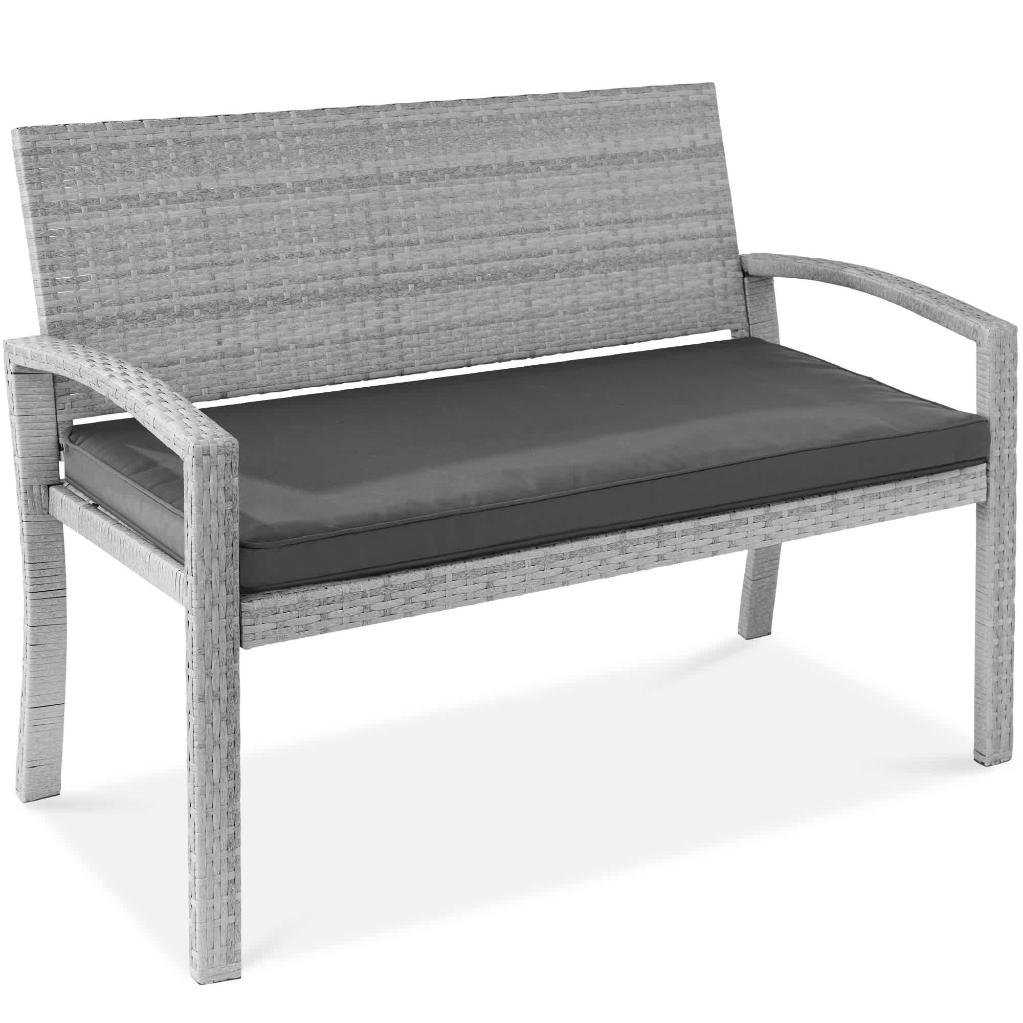 Best Choice Products SKY8842  2-Person Outdoor Wicker Bench Garden Patio Porch Furniture w/ 700lb Capacity - Gray/Gray