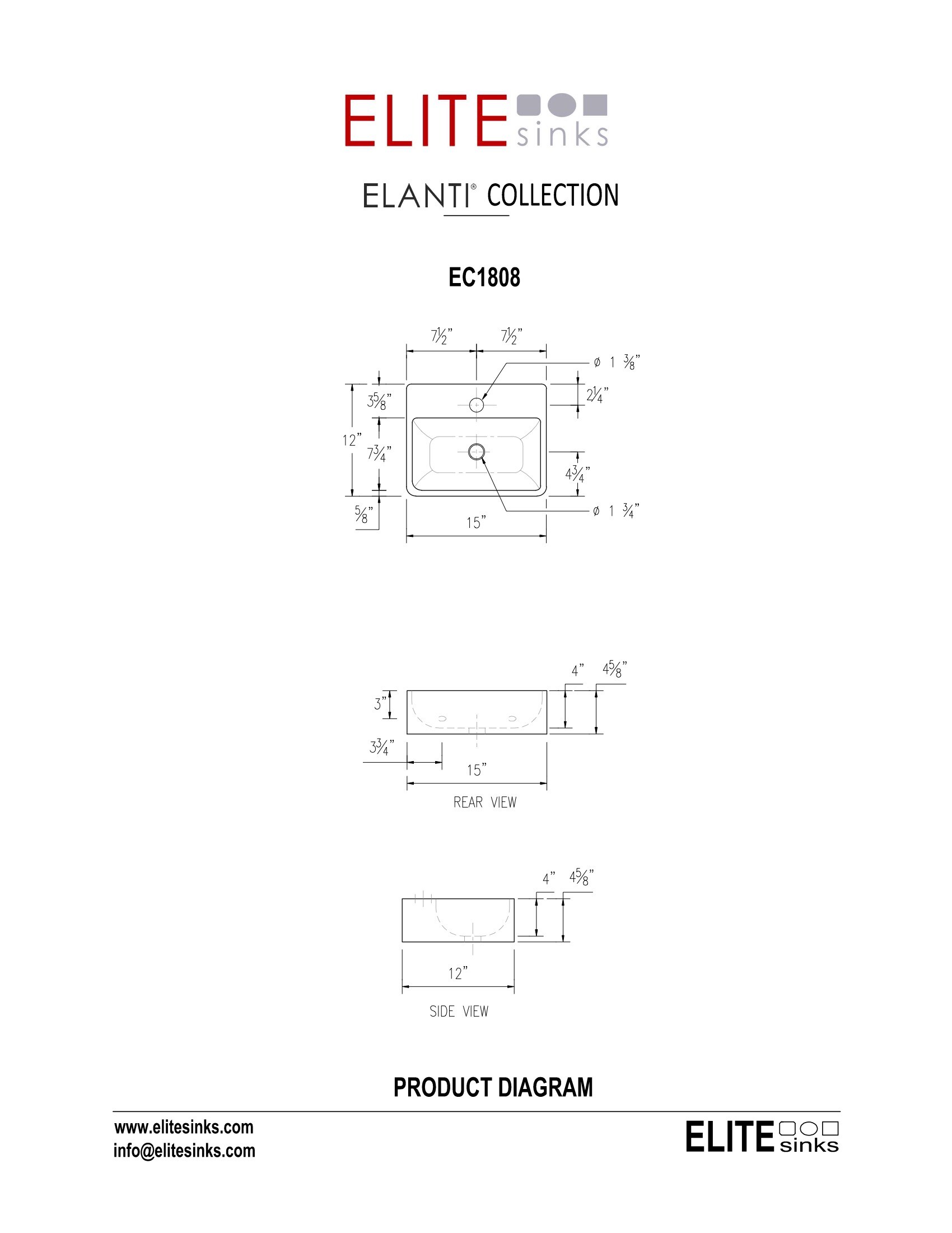 Elanti EC1808 Bath-Sink - View #4