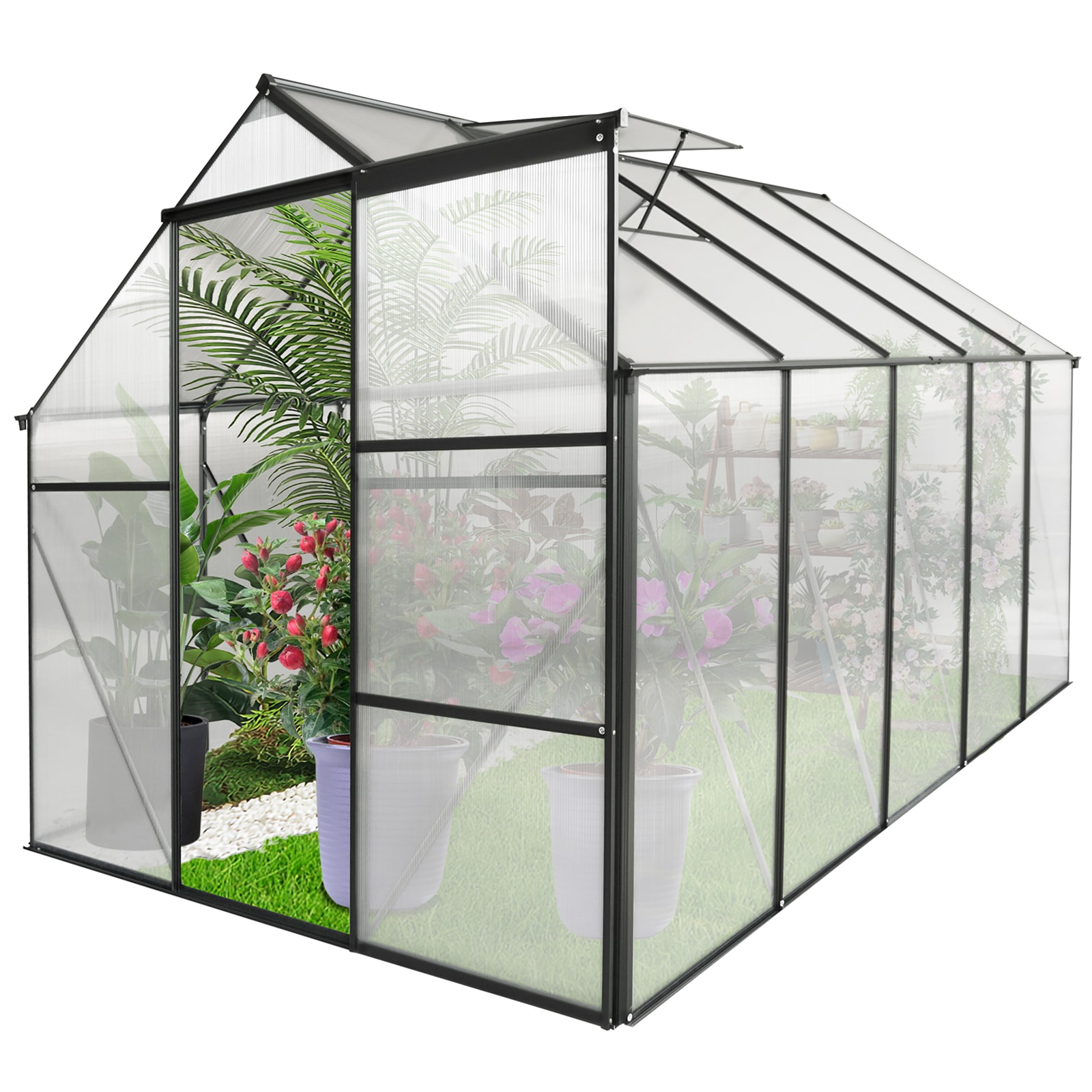 Maocao Hoom MZW400-42034 Heavy duty Walk-In greenhouse 10.2-ft L x 6.23-ft W x 6.4-ft H Black Greenhouse