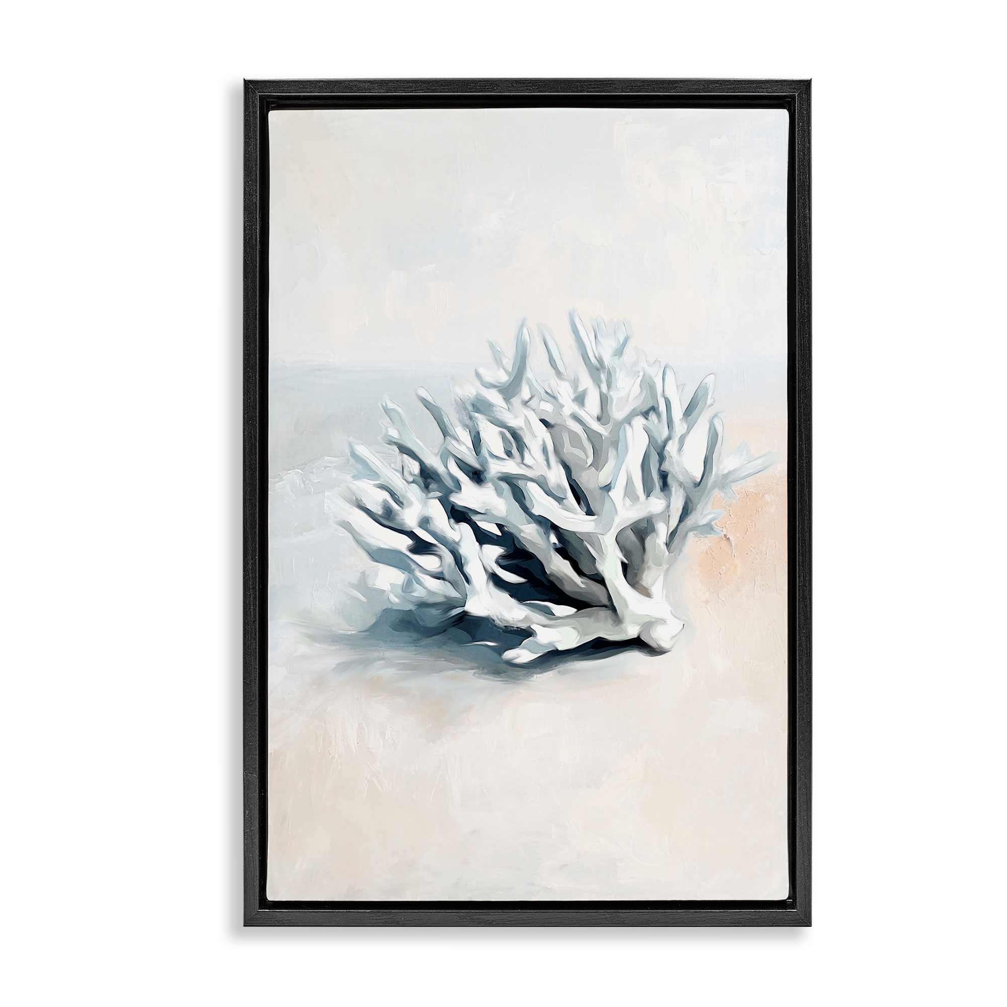 Stupell Industries BS-968-FFB-20X30 Simple Staghorn Coral Black Framed Floater Canvas Wall Art By Ramona Murdock 21 x 31