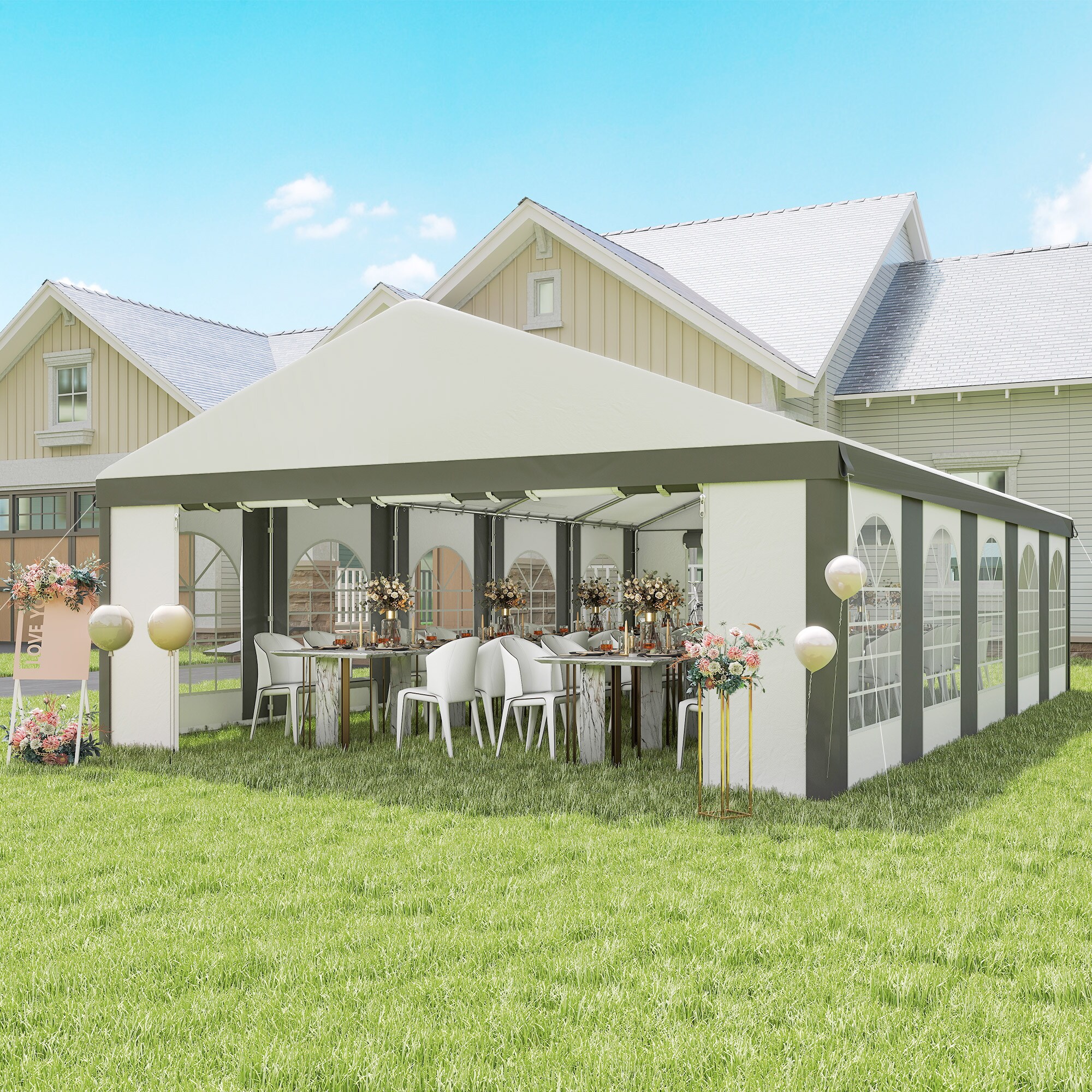 Outsunny 84C-513V01GY Wood-Resin-Gazebos - View #2