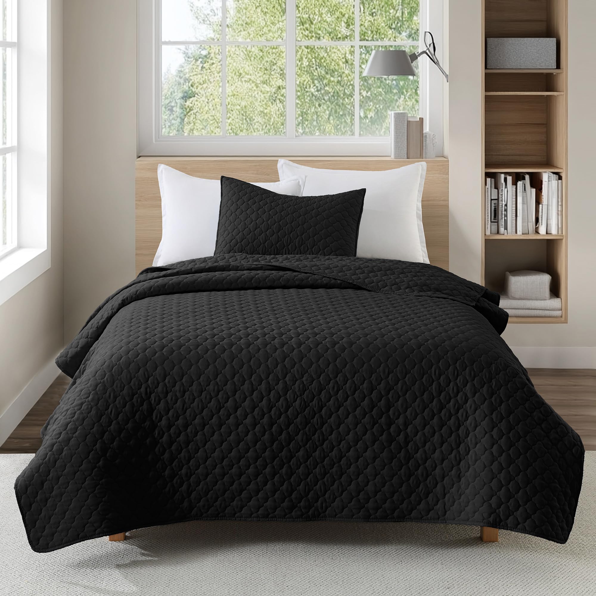 WZKZLH Black Twin Lightweight Summer Duvet Cover Set Ultra Soft Modern Pattern Bedspread Light Quilt 2 Pieces
