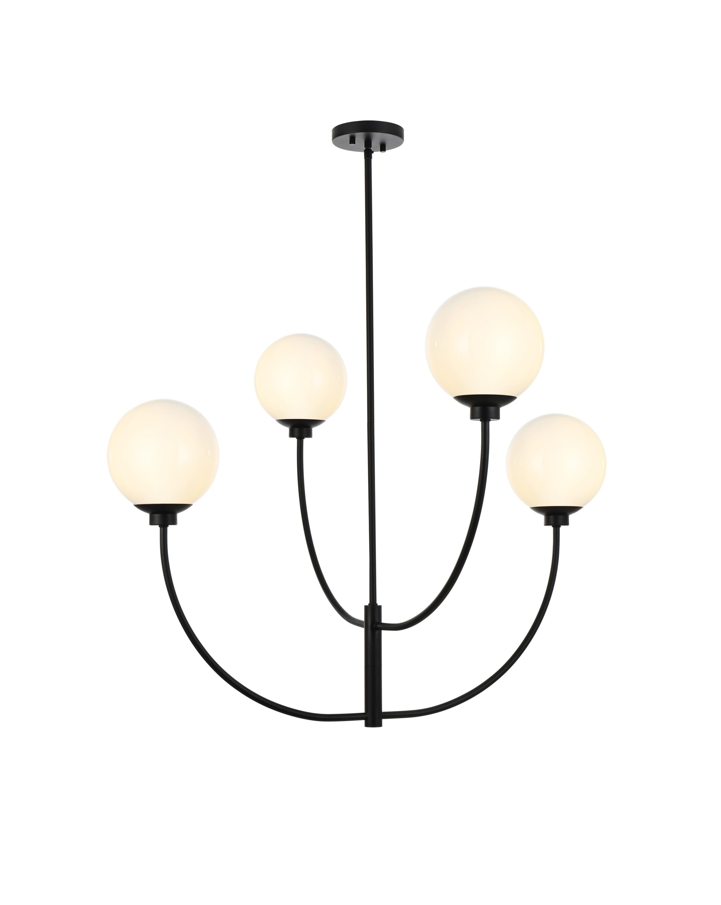 Elegant Decor HFDL2442D36BK Home Furnishing 4 -Light Black Modern/contemporary For Use in Bedrooms, Dining Rooms, Foyers, Kitchens, Living Rooms Chandelier