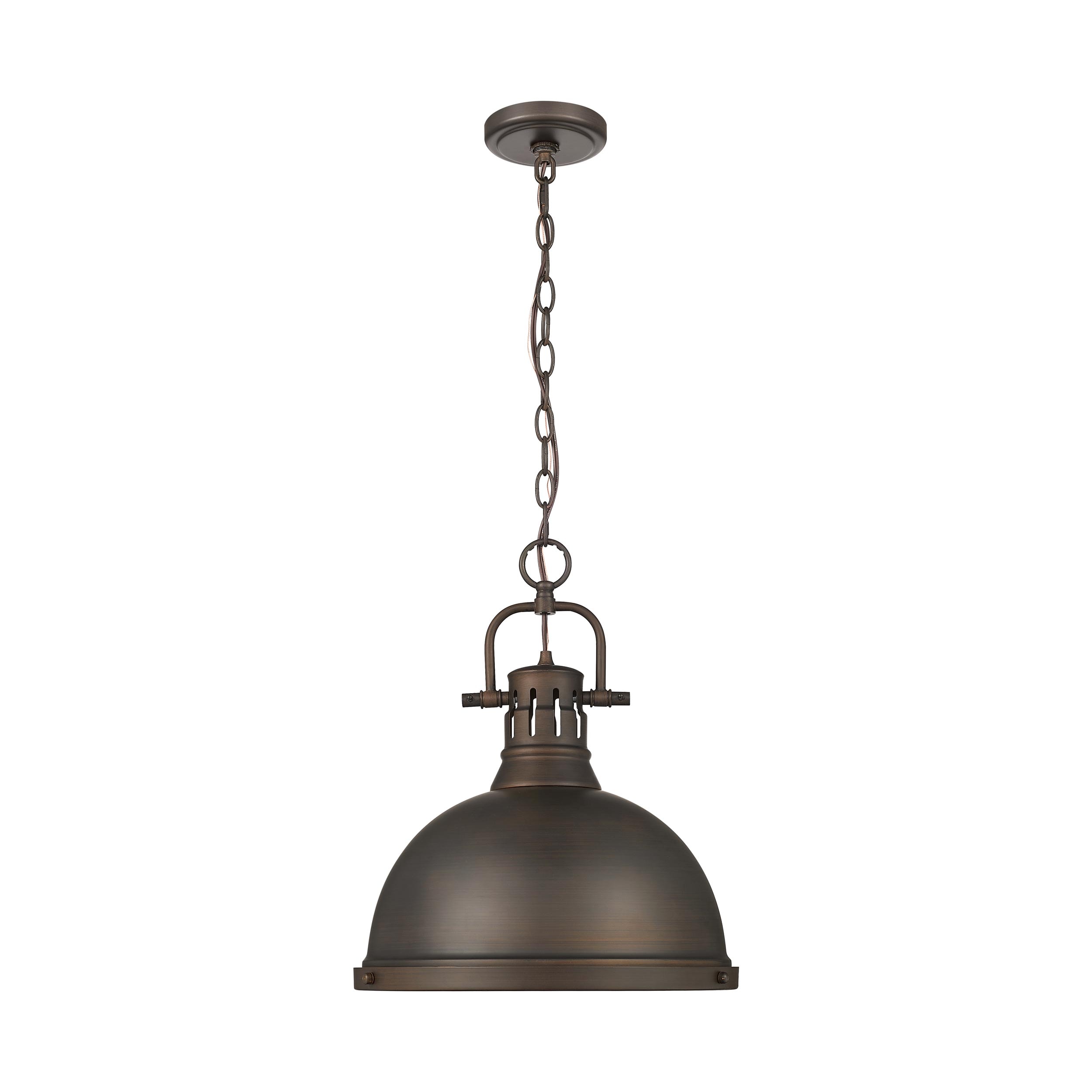 Golden Lighting 3602-L RBZ-RBZ Duncan 1 -Light Rubbed Bronze Transitional Dome Mini Hanging Pendant light