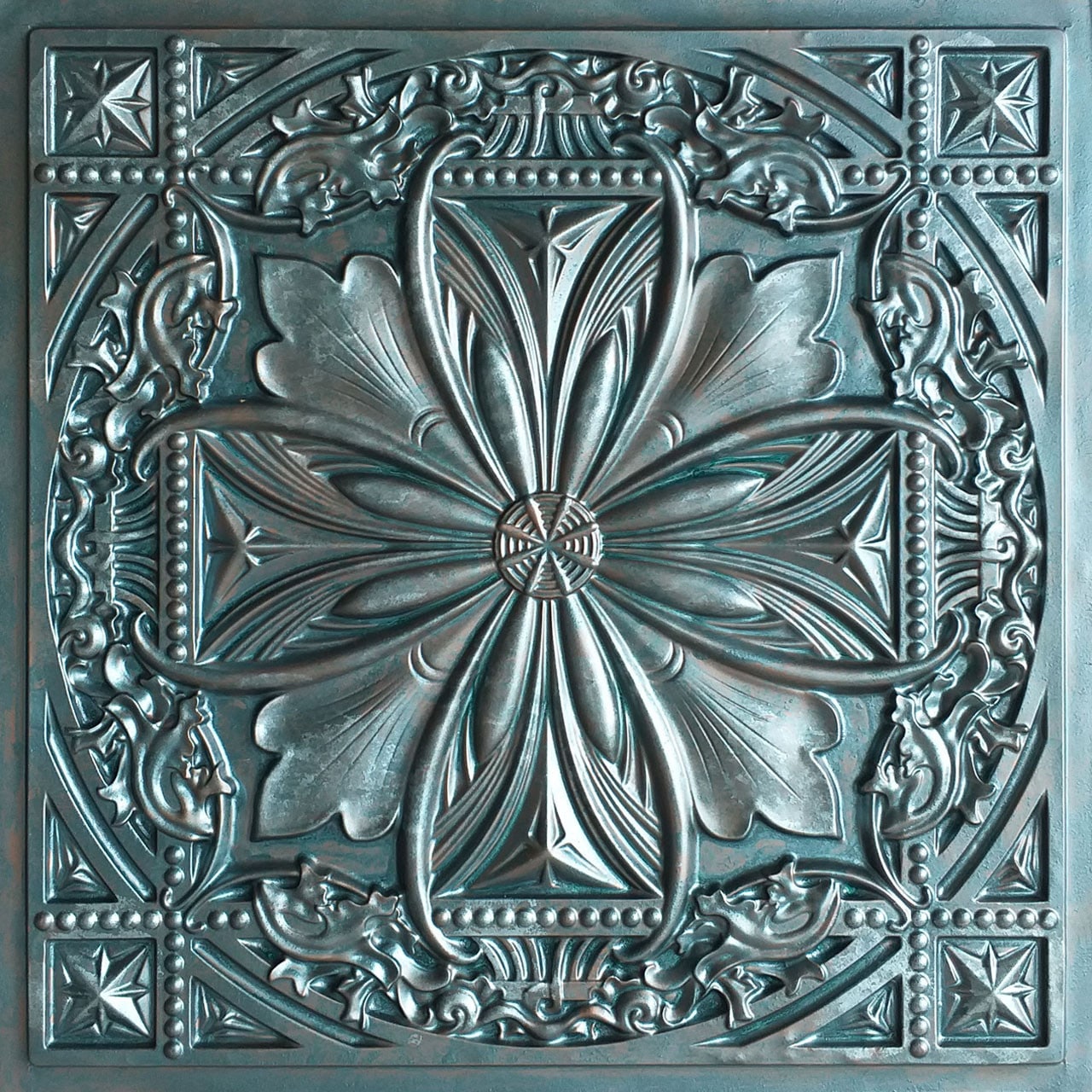 From Plain to Beautiful in Hours DCT10PA-24X24-10 2-ft x 2-ft Milan Faux Tin/PVC Patina PVC Surface-mount Ceiling Tile ( 10 -Pack, 40-Sq. Feet / Case )