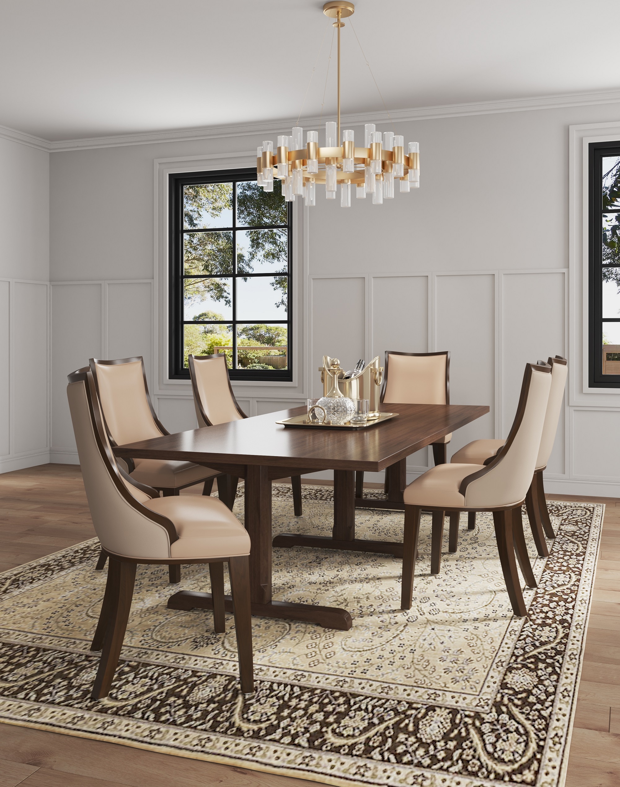 Tan Faux Leather Upholstered Parsons Side Chair with Beech Wood Legs
