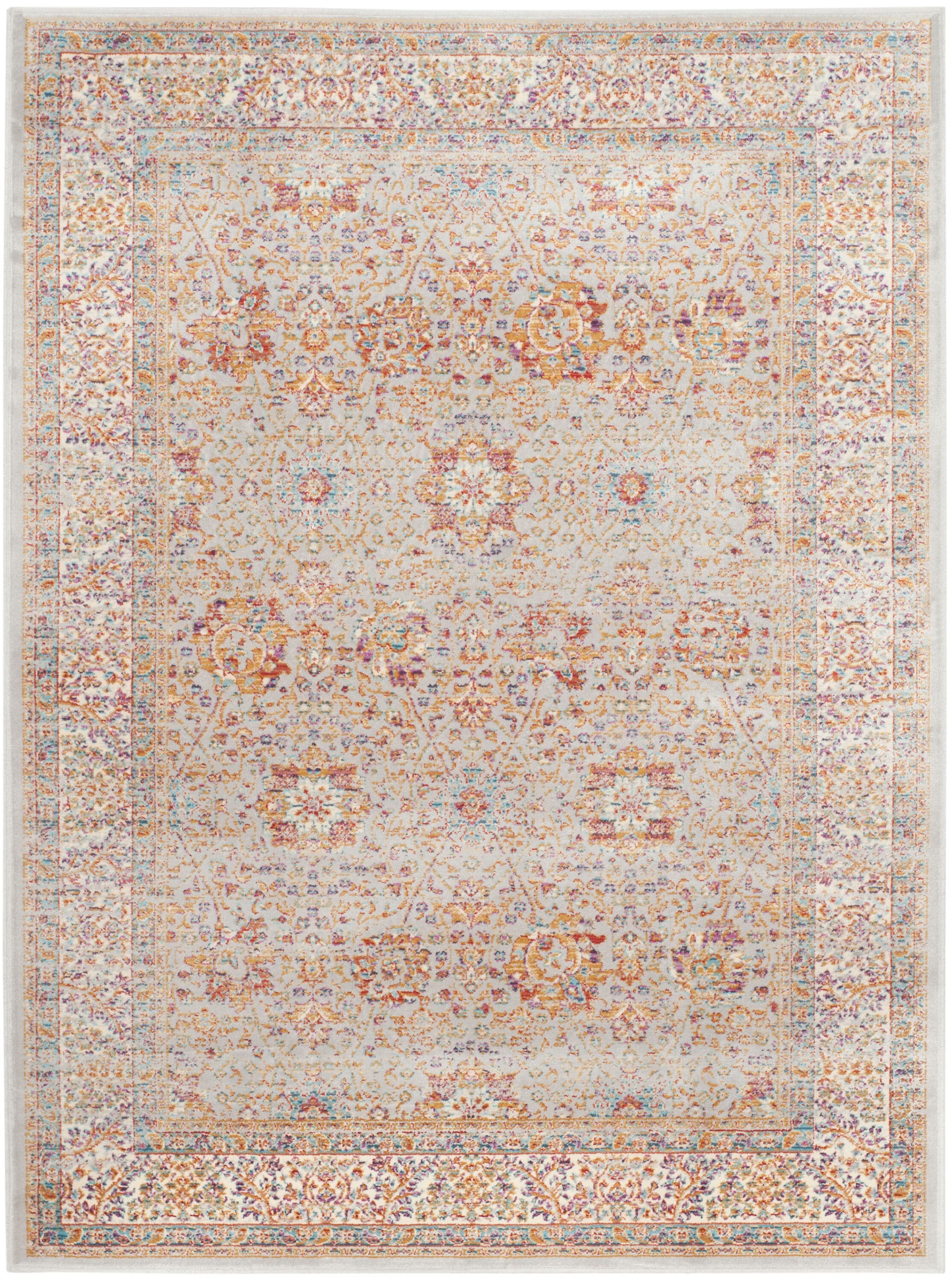 Ivory and Silver Rectangular Viscose Area Rug
