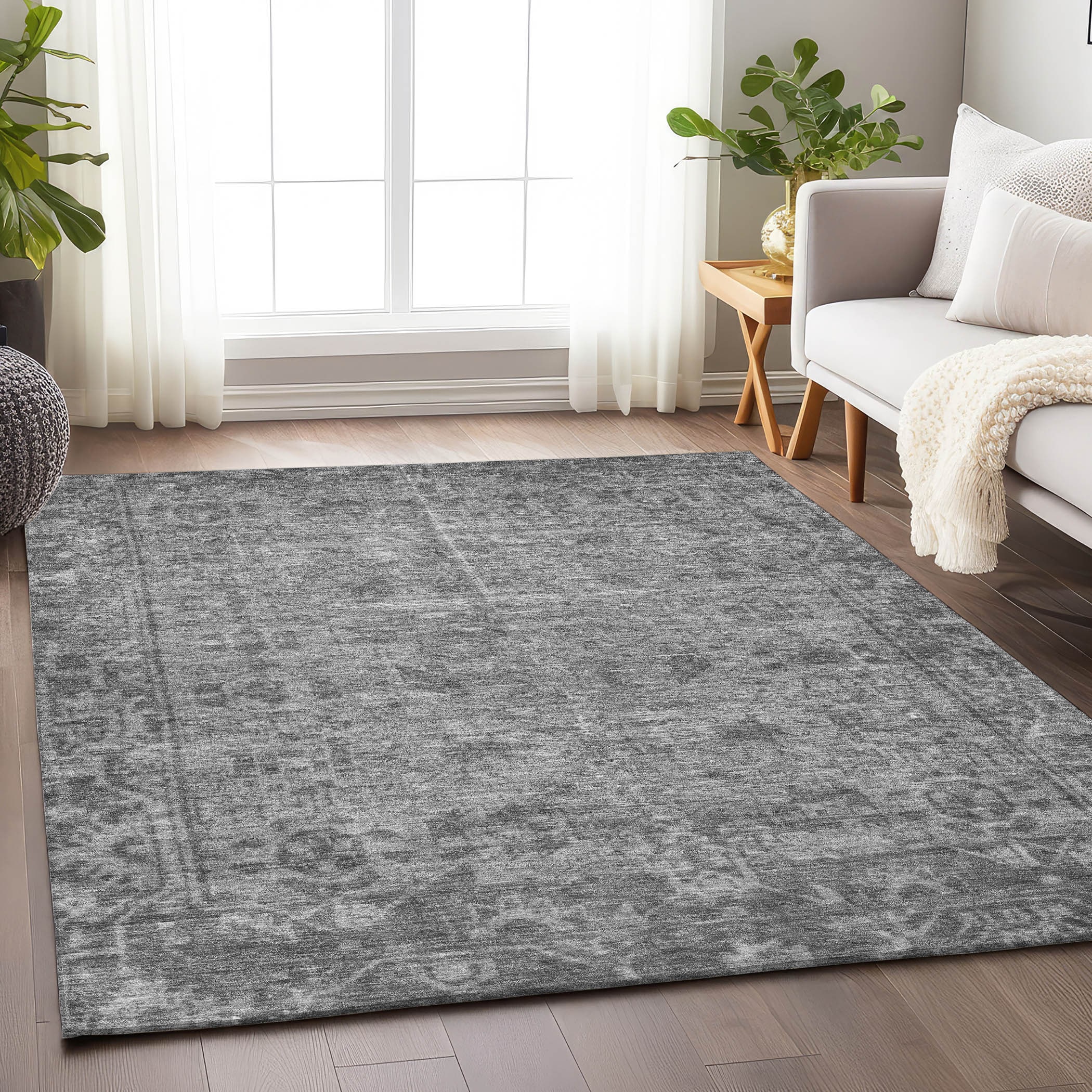Addison Rugs ACN1228GY5X8 Chantille ACN1228GY 5 x 7 (ft) Polyester Gray Rectangular Indoor/Outdoor Geometric Machine washable Area rug