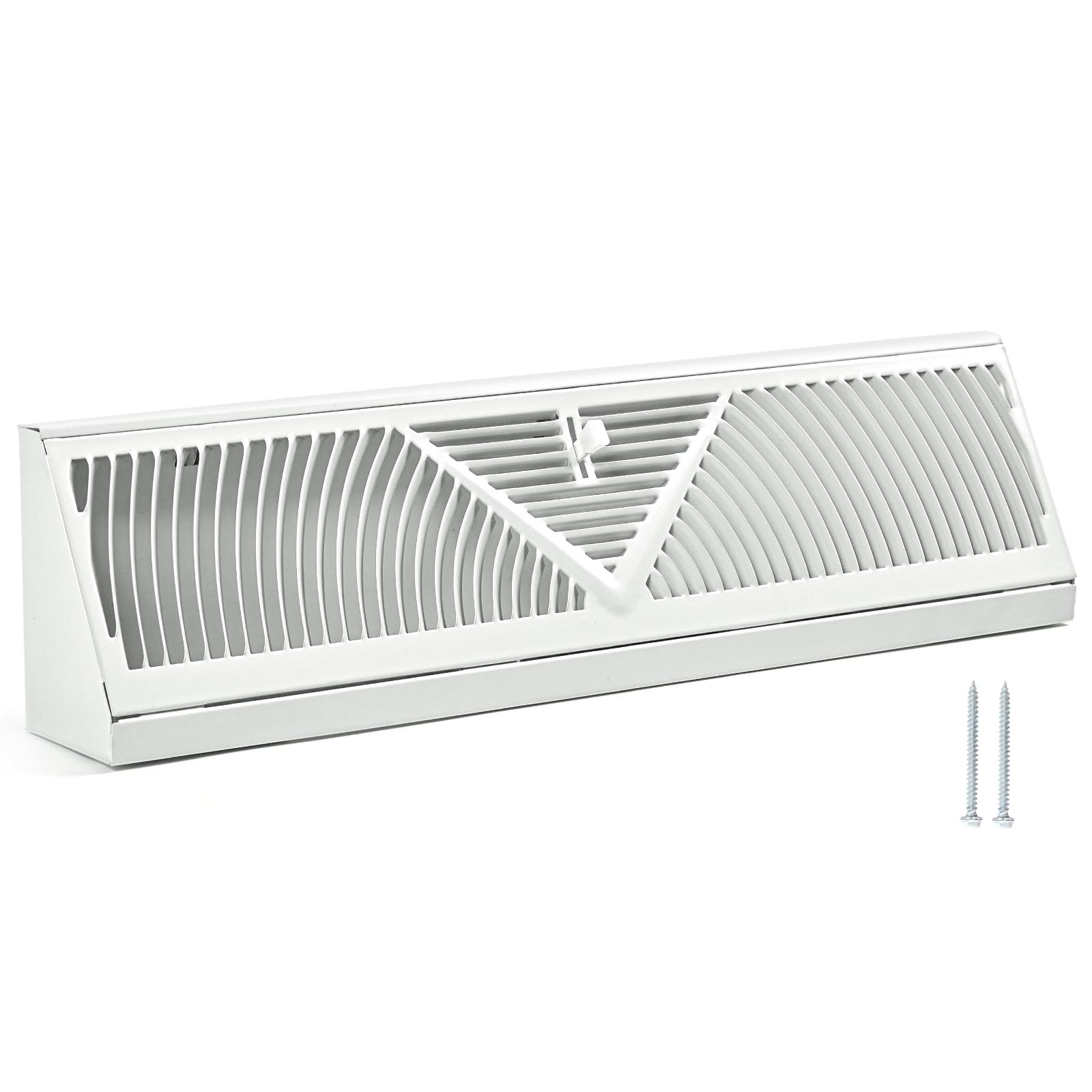 Lukvuzo  18 Inch Baseboard Vent Cover Adjustable Air Supply Lever Steel Floor Register White durable home and garden accessory designed for