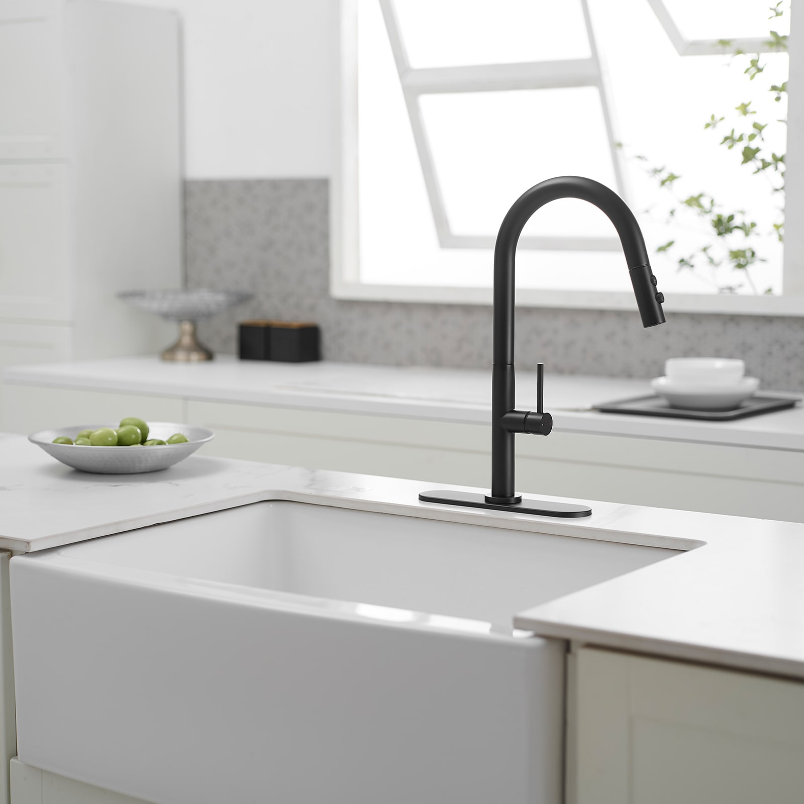 Matte Black Brass High Arc Single Handle Kitchen Faucet