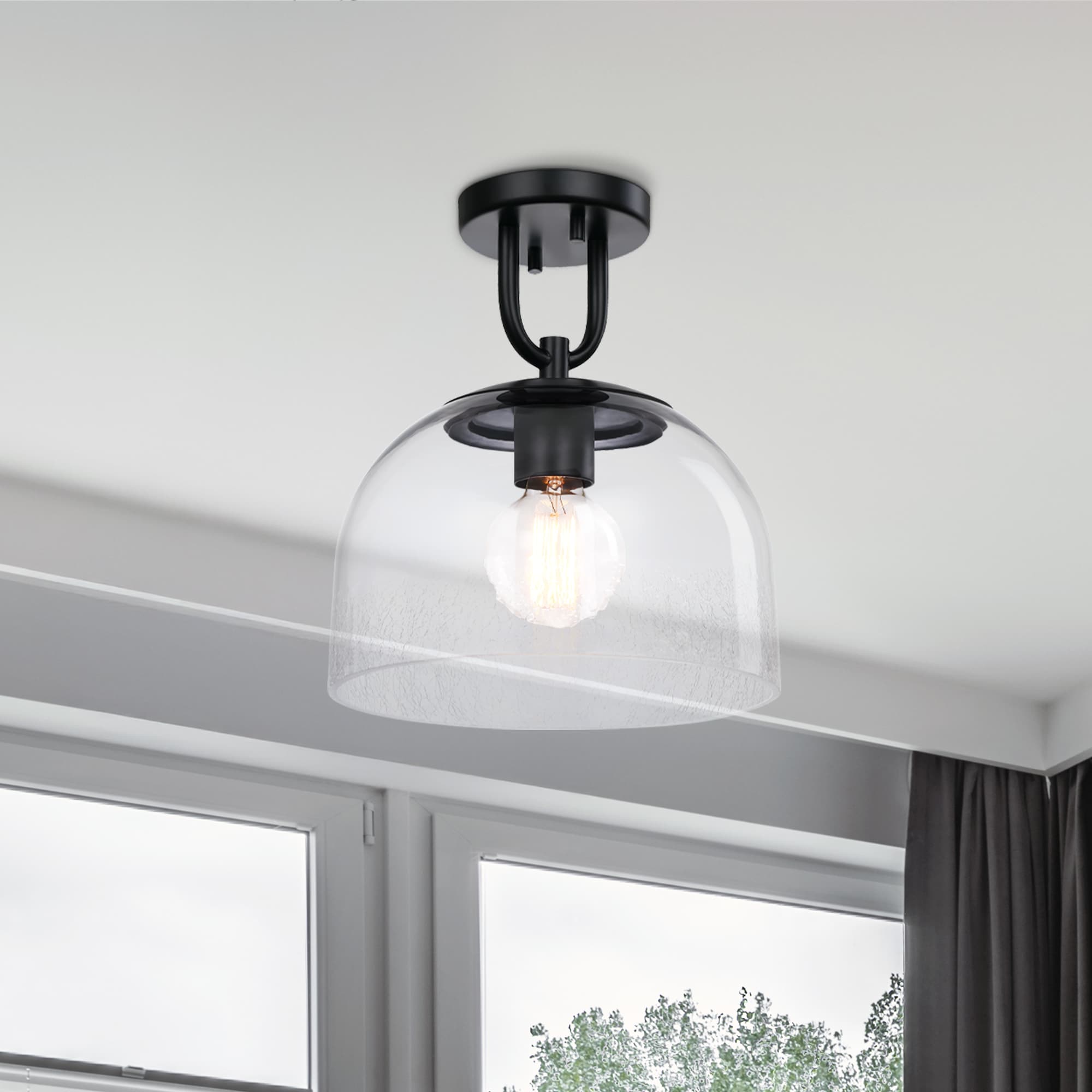 Designers Fountain D343M-SF-MB Astra 1 -Light 11.75-in Matte Black Semi Flush Mount Light
