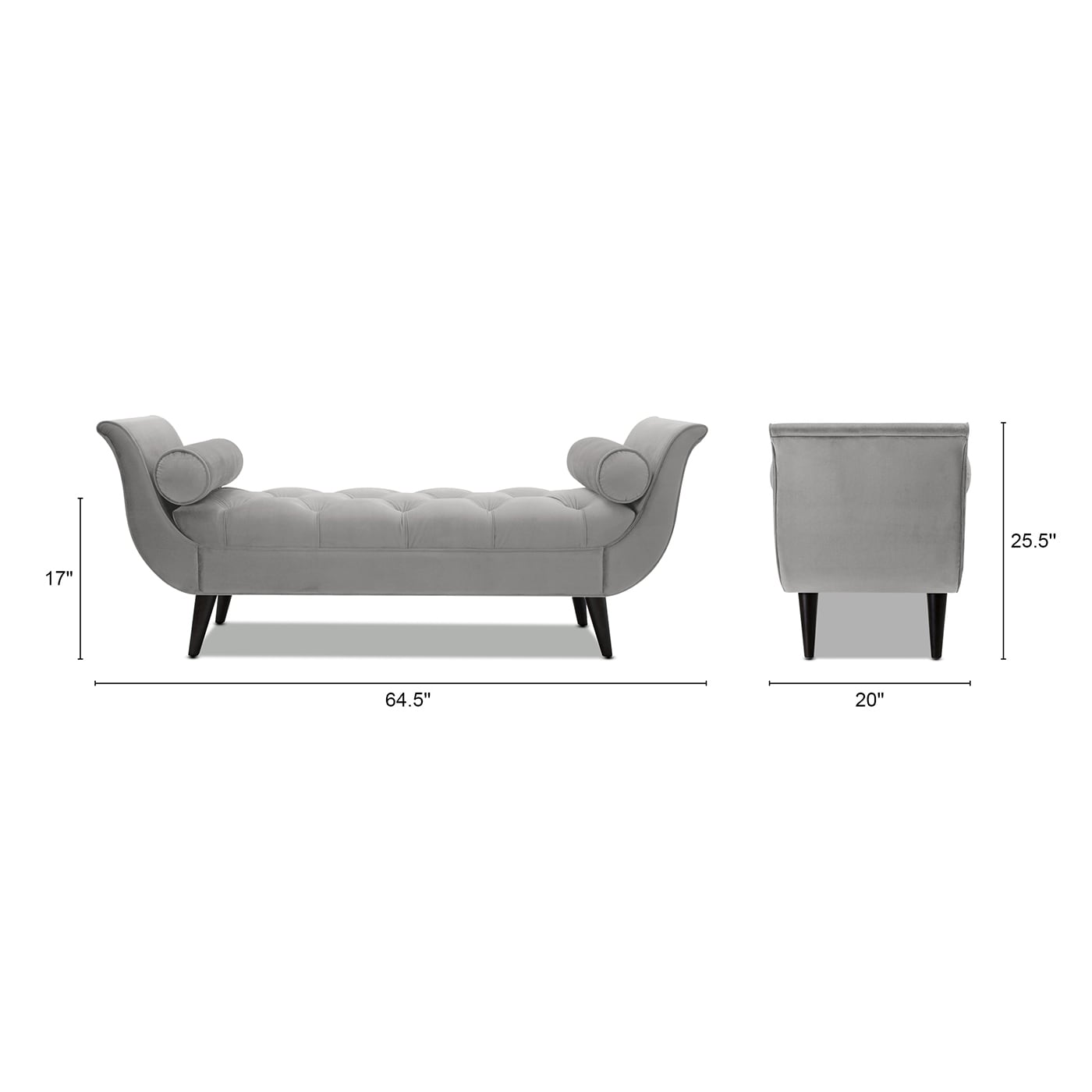 Jennifer Taylor Home Alma Midcentury Opal Grey Velvet Accent Bench 64.5 ...