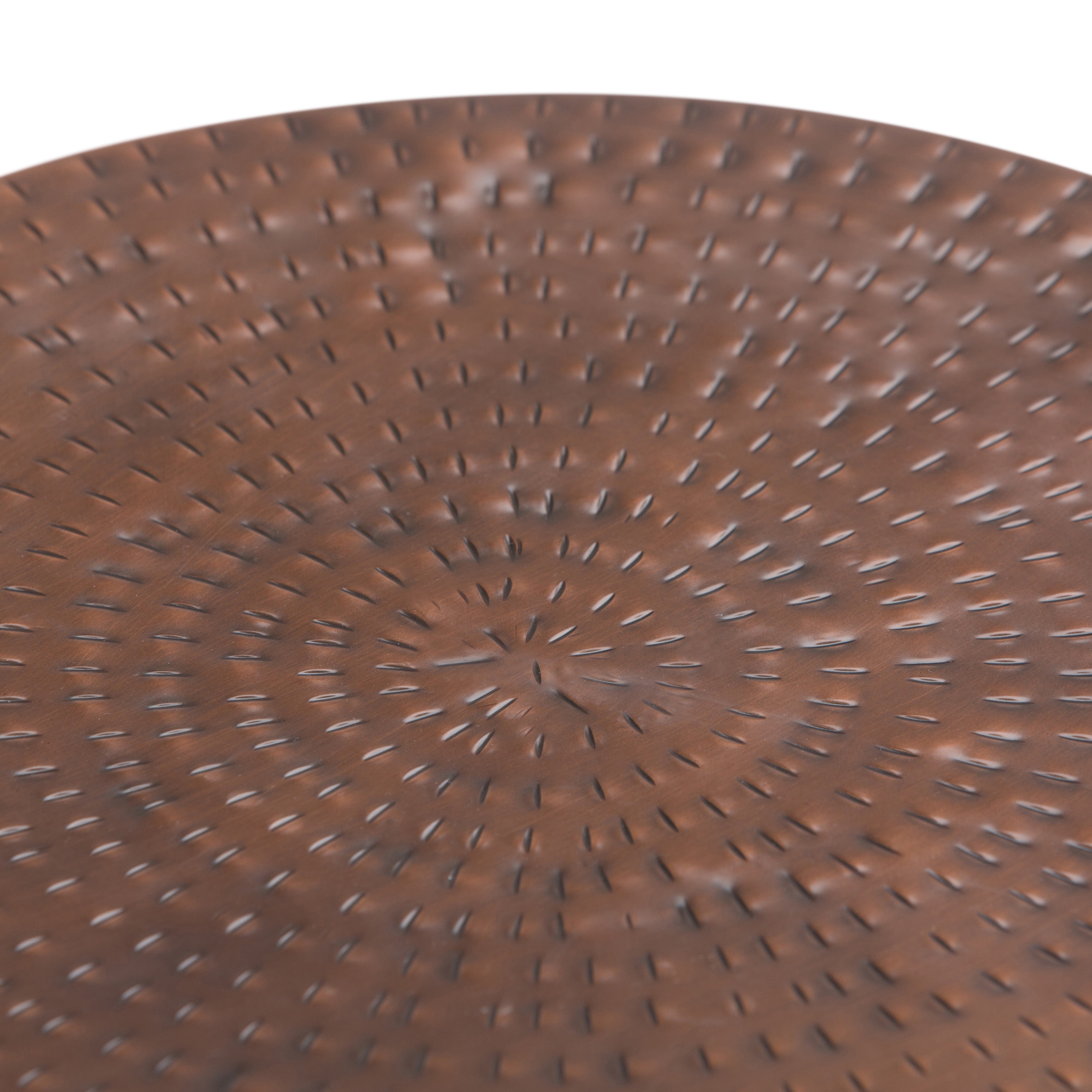 Antique Copper Round Iron Drum Storage Accent Table