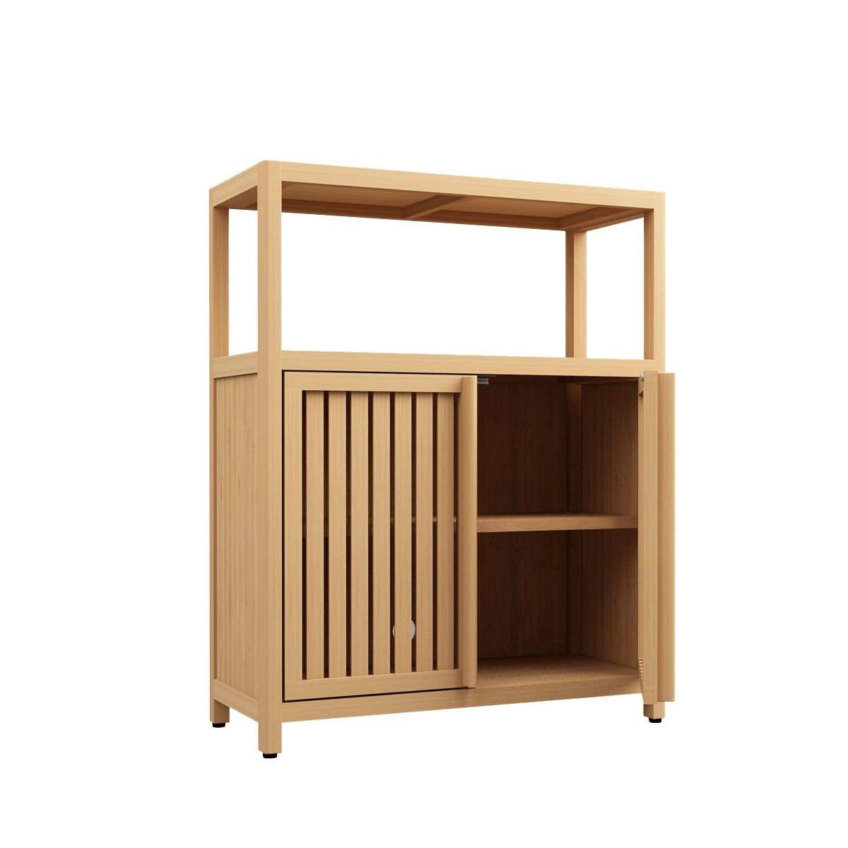 WELLFOR GIGBS-P147169 24.6-in x 32-in x 12.3-in Natural Wood Freestanding Soft Close Linen Cabinet