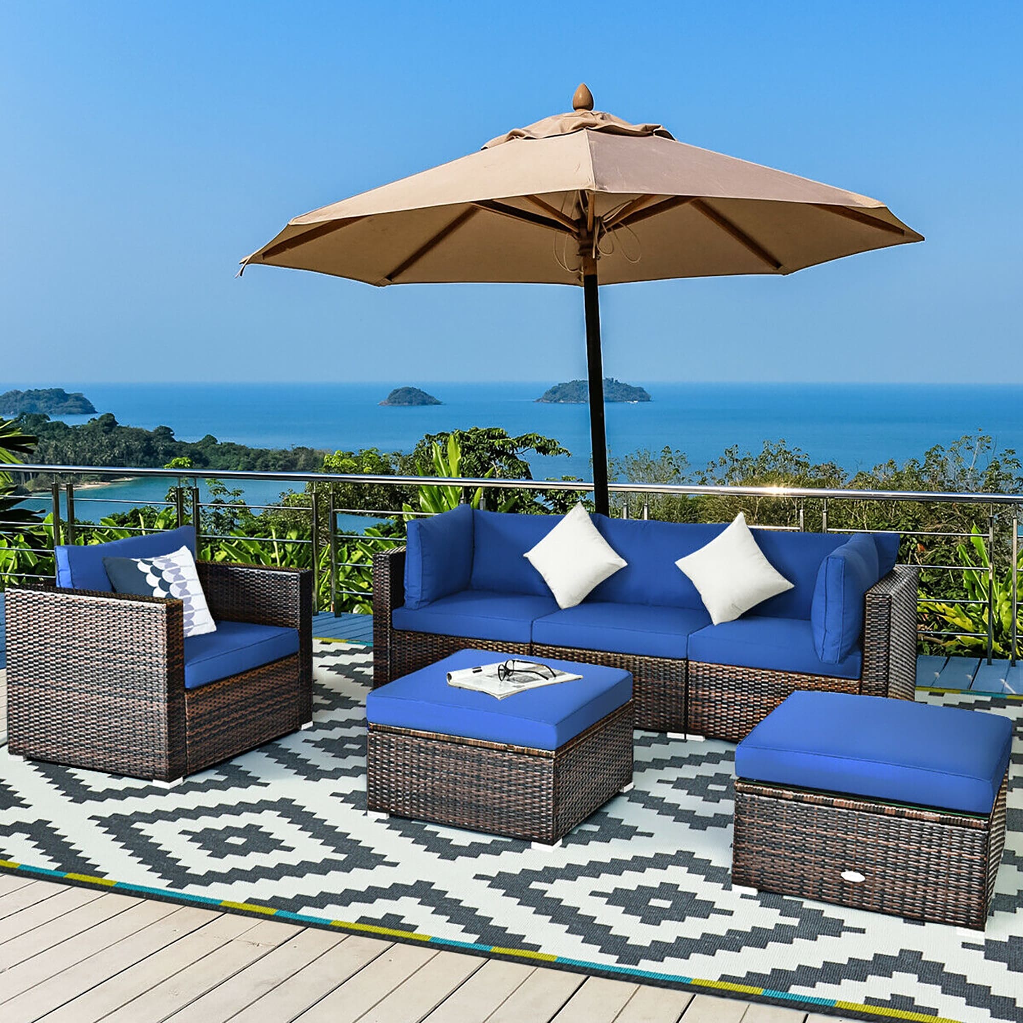 BABOOM Outdoor Furniture Sofa Set 6-Piece Wicker Patio Conversation Set ...