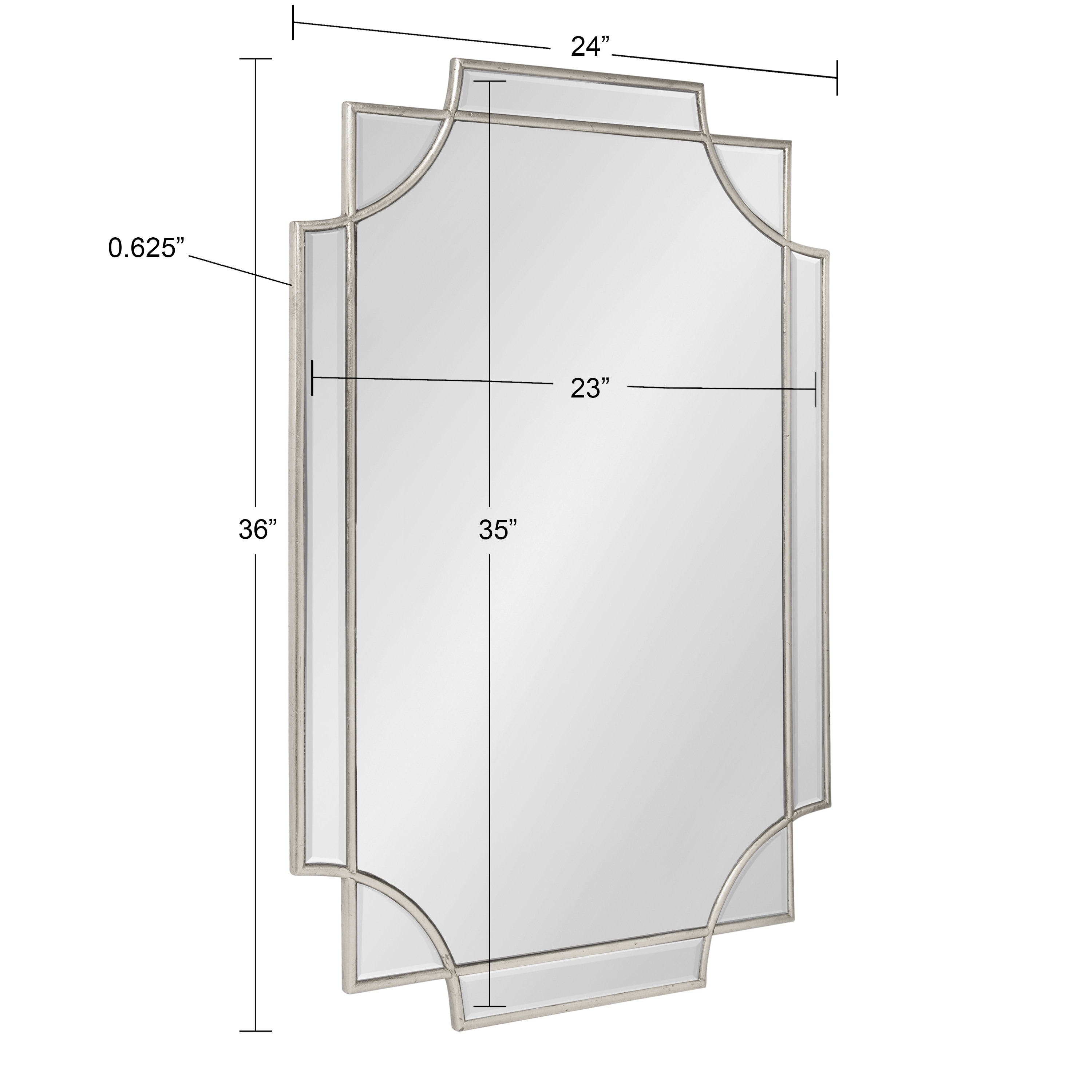 Elegant Transitional Silver Wood Full-Length Mirror, 39.35x28.25