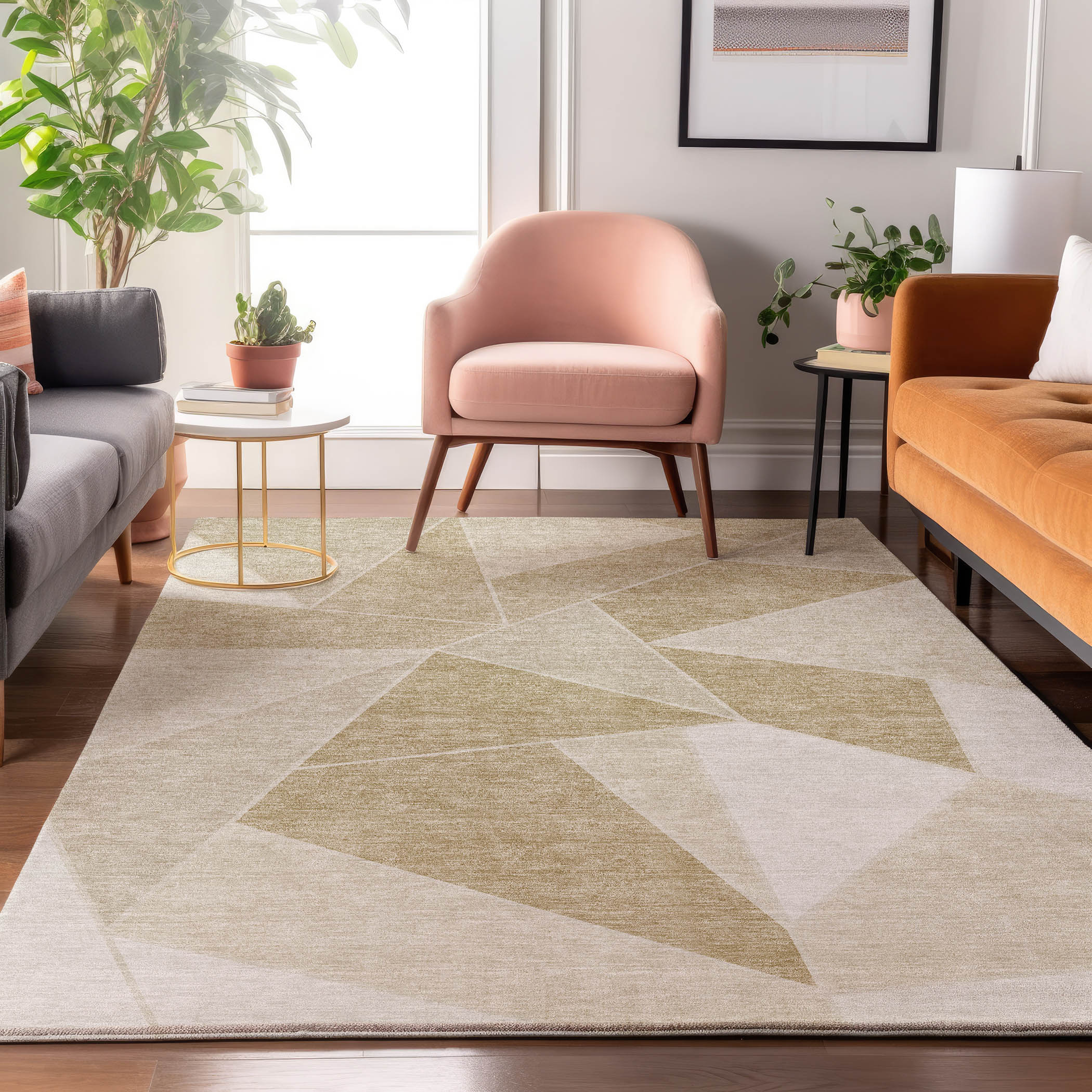 Addison Rugs AMF636BG8X10 Mayfield AMF636BG 8 x 10 (ft) Loomed Polyester Beige Rectangular Indoor Geometric Machine washable Area rug