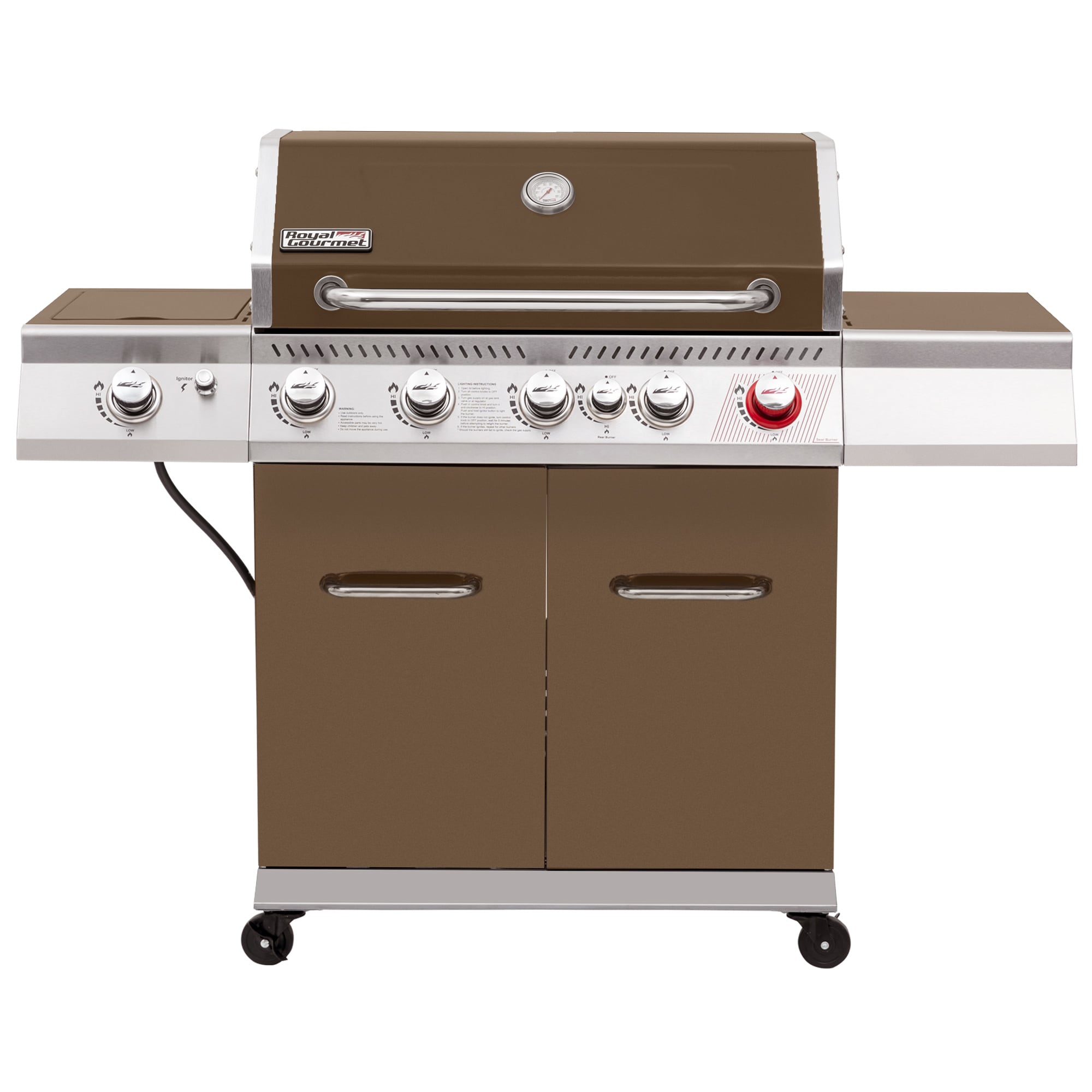 Royal Gourmet GA5403C Cabinet Style with Rear Burner Brown 5 -Burner Liquid Propane Gas Grill 1 -Side Burner
