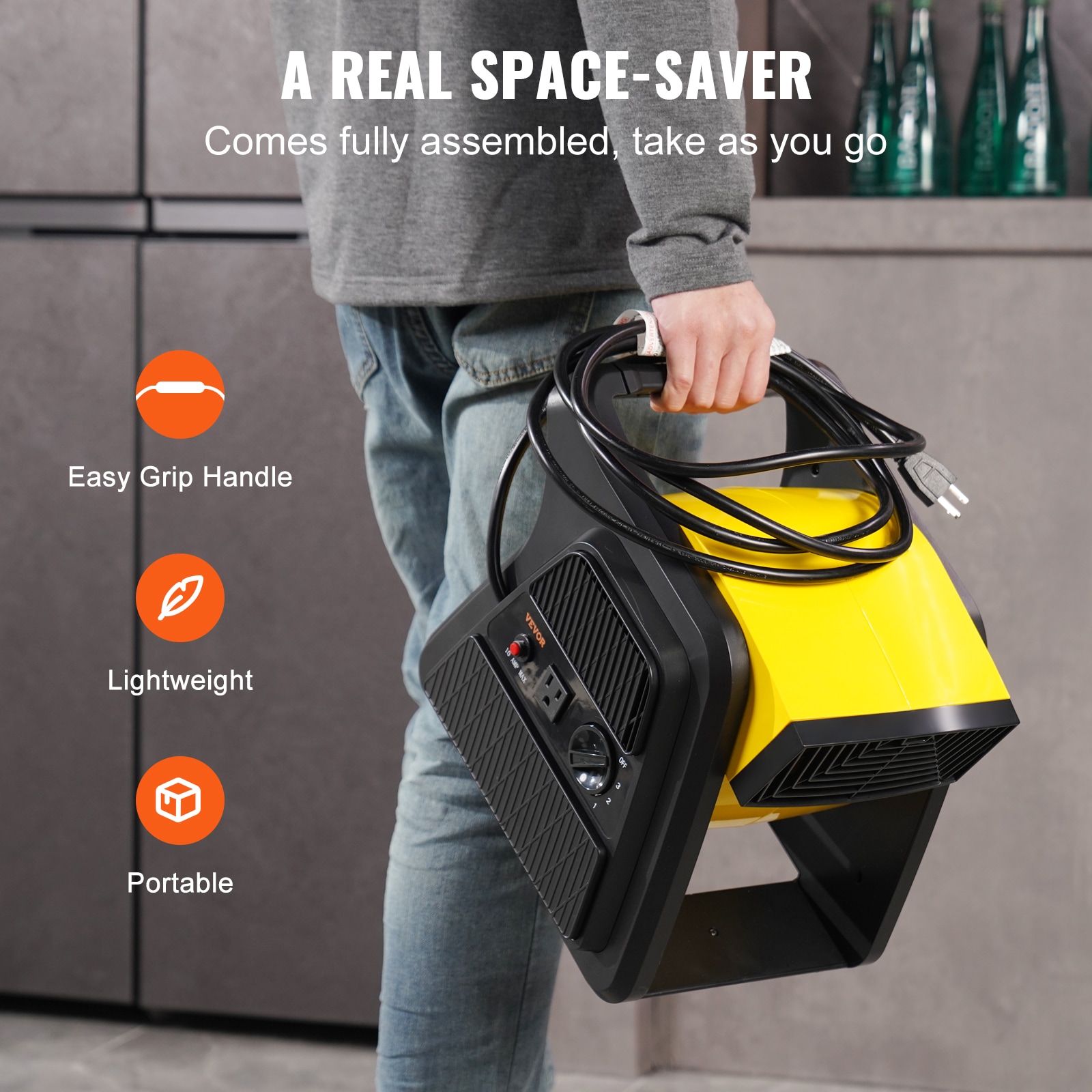 Vevor 12.8'' Yellow and Black Pivoting Utility Fan