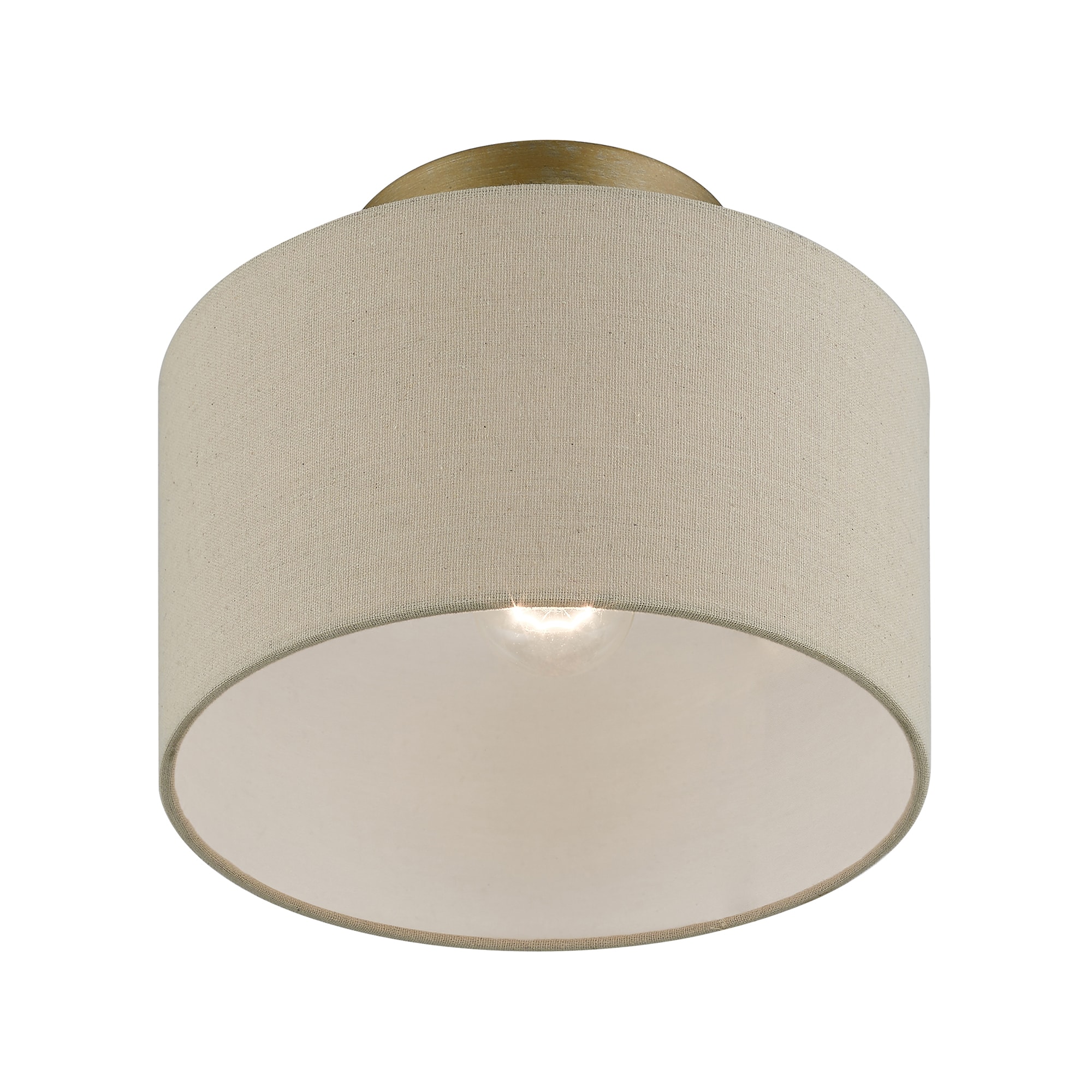 Burnett Antique Gold Leaf 10" Drum Semi-Flush Mount with White Shade